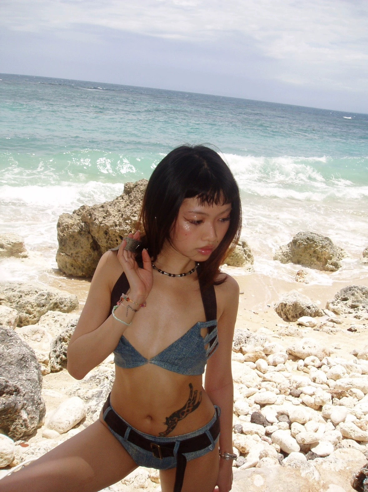 Denim chic stretchy bikini set