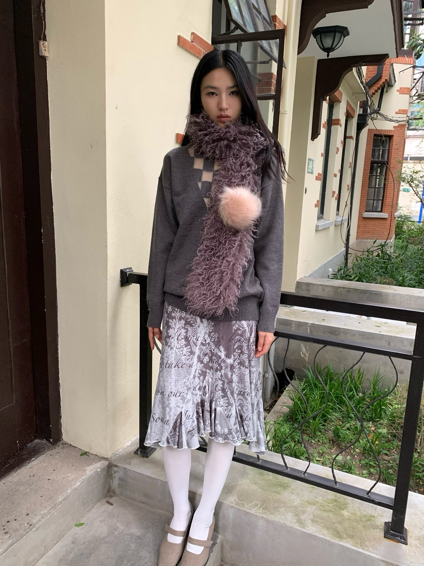 Purple faux fur scarf
