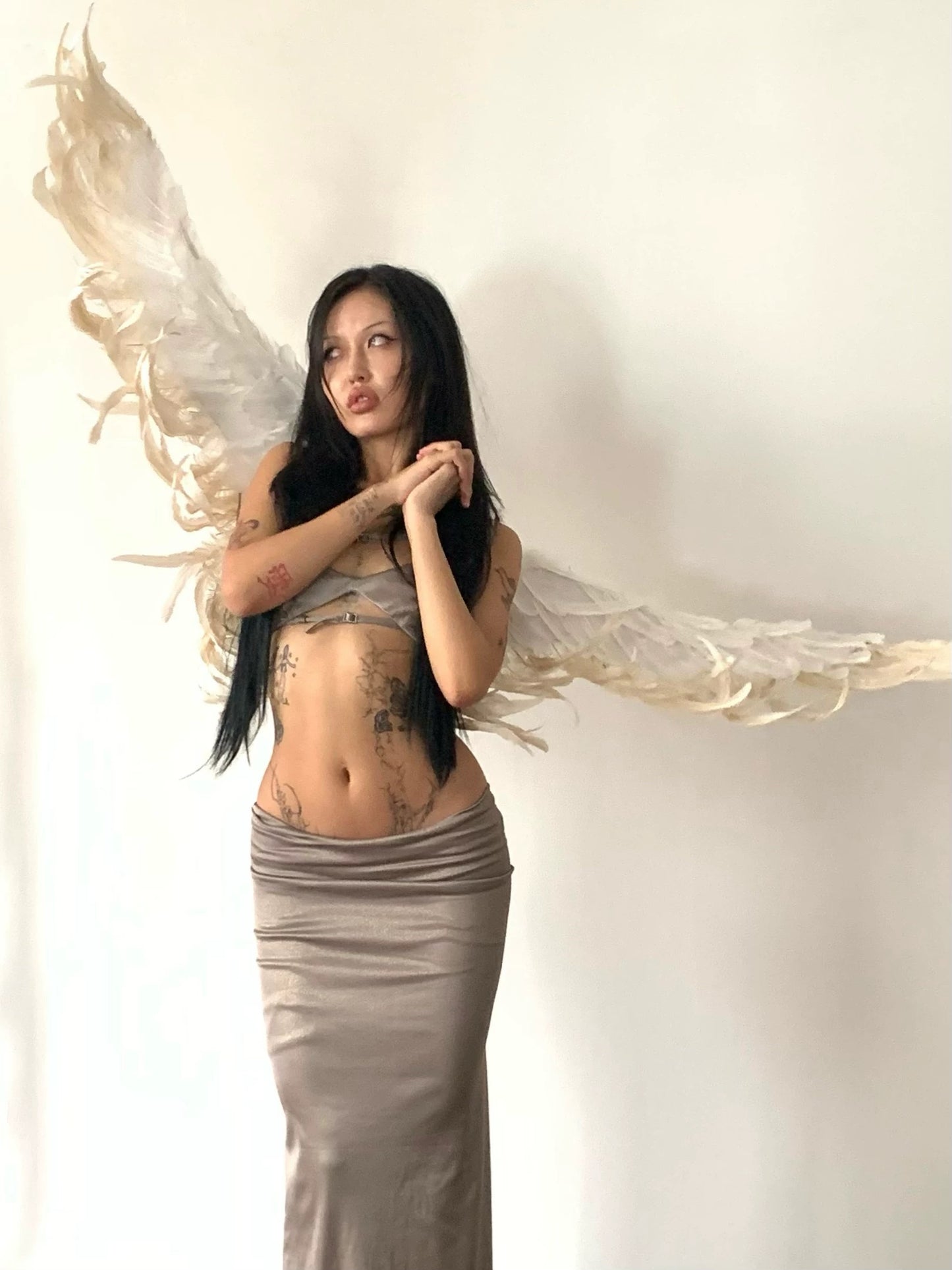 Goddess silver gray mermaid slim long skirt