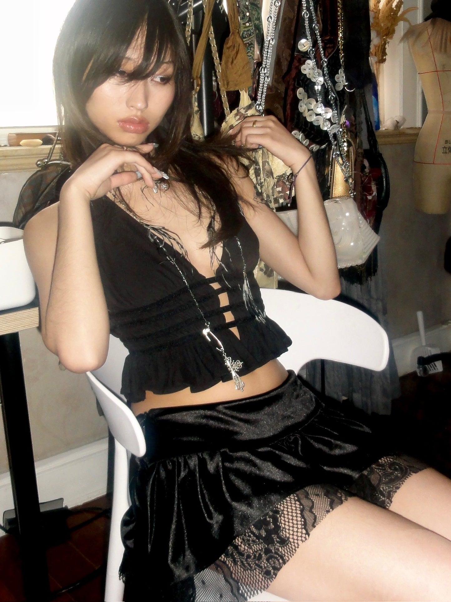 Black Star Elastic Top with Adjustable Shoulder Straps