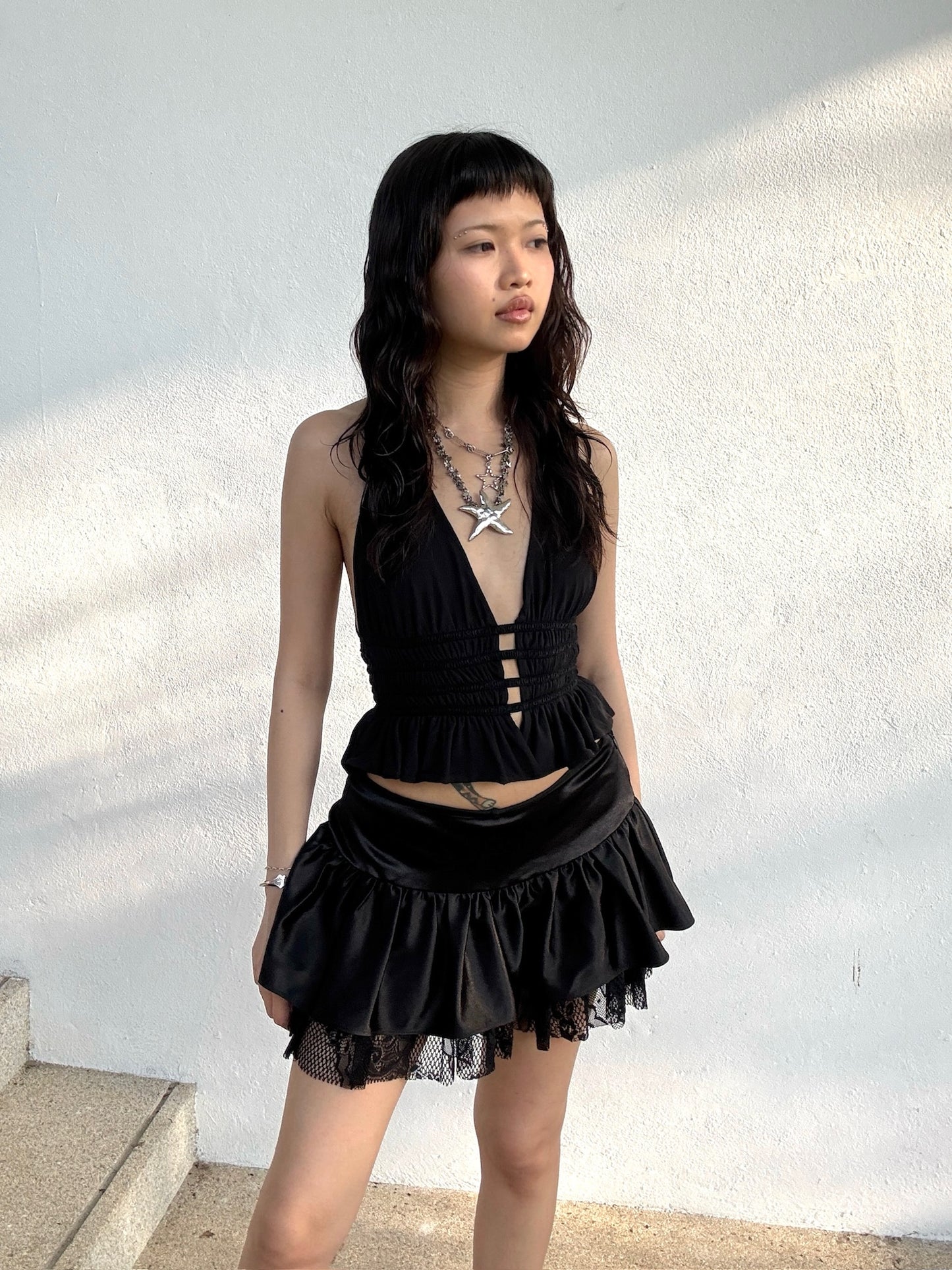 Black Star Elastic Top with Adjustable Shoulder Straps