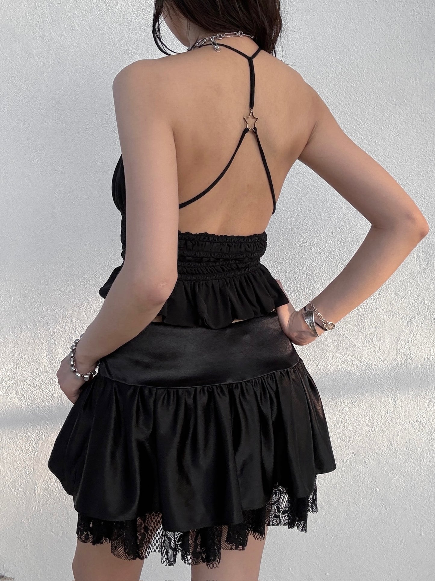 Black Star Elastic Top with Adjustable Shoulder Straps