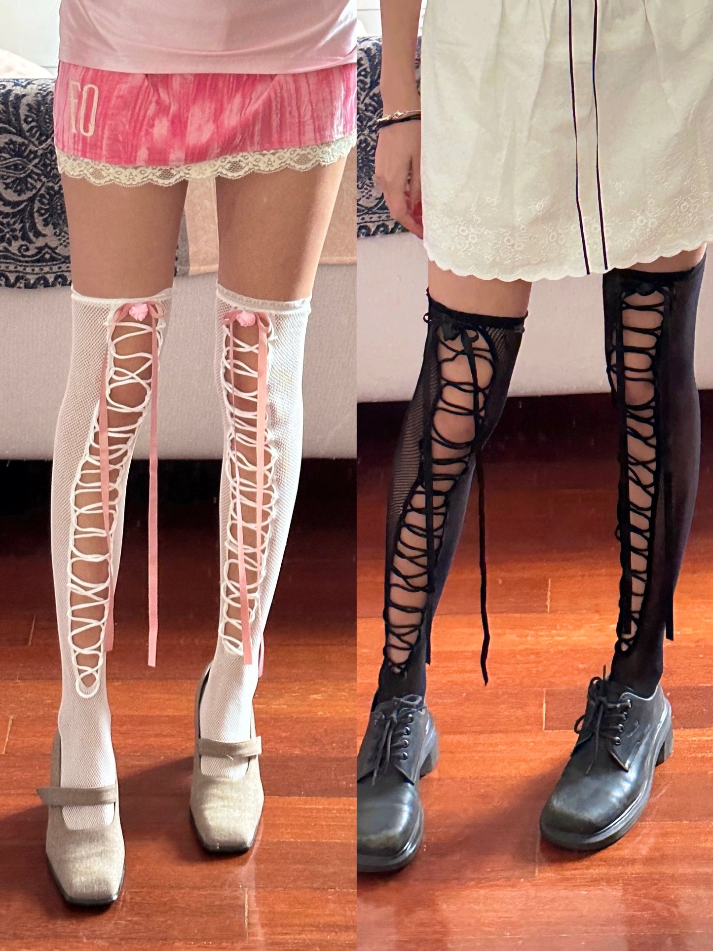 Original design stockings thigh sock with attachable bow tie