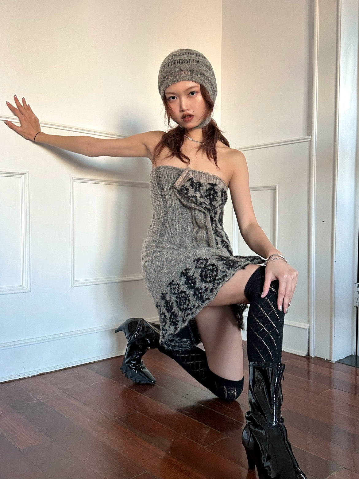 Cute Hobo Style Knit Dress + Sleeve Set