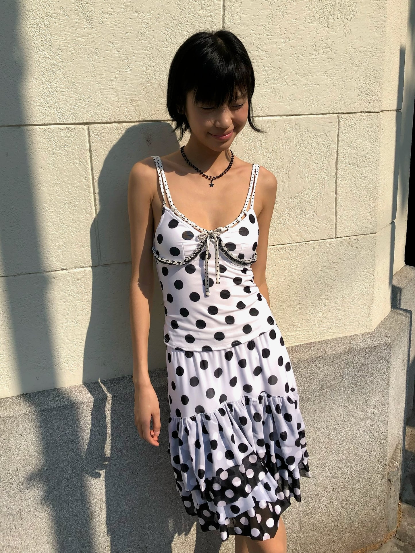 Black and white polka dot set - top+ skirt