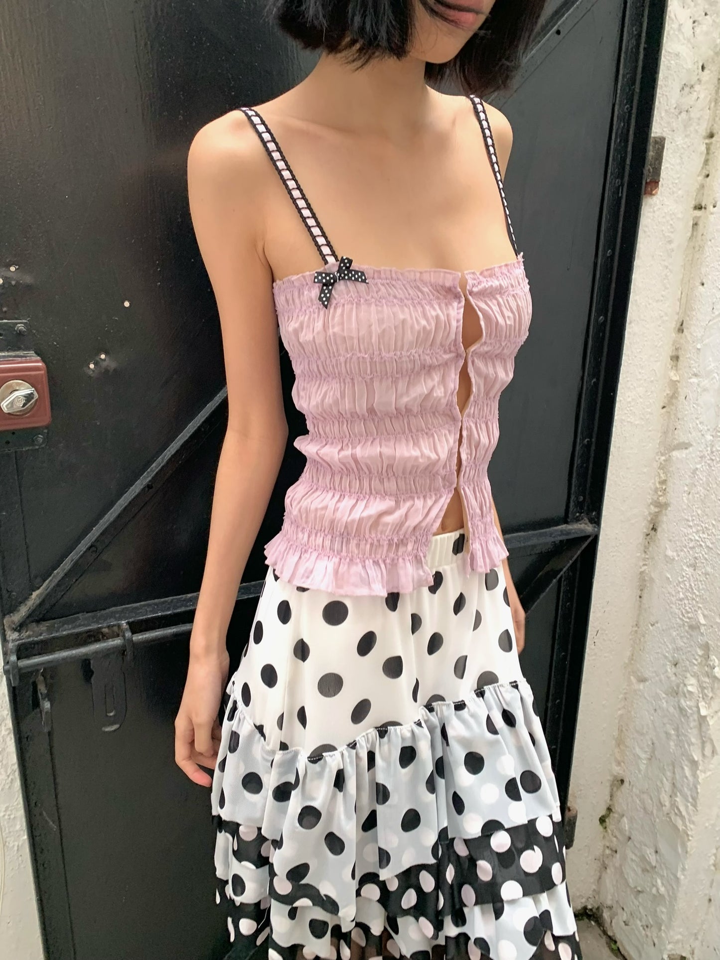 Purple playful and cute pleated fitted  top