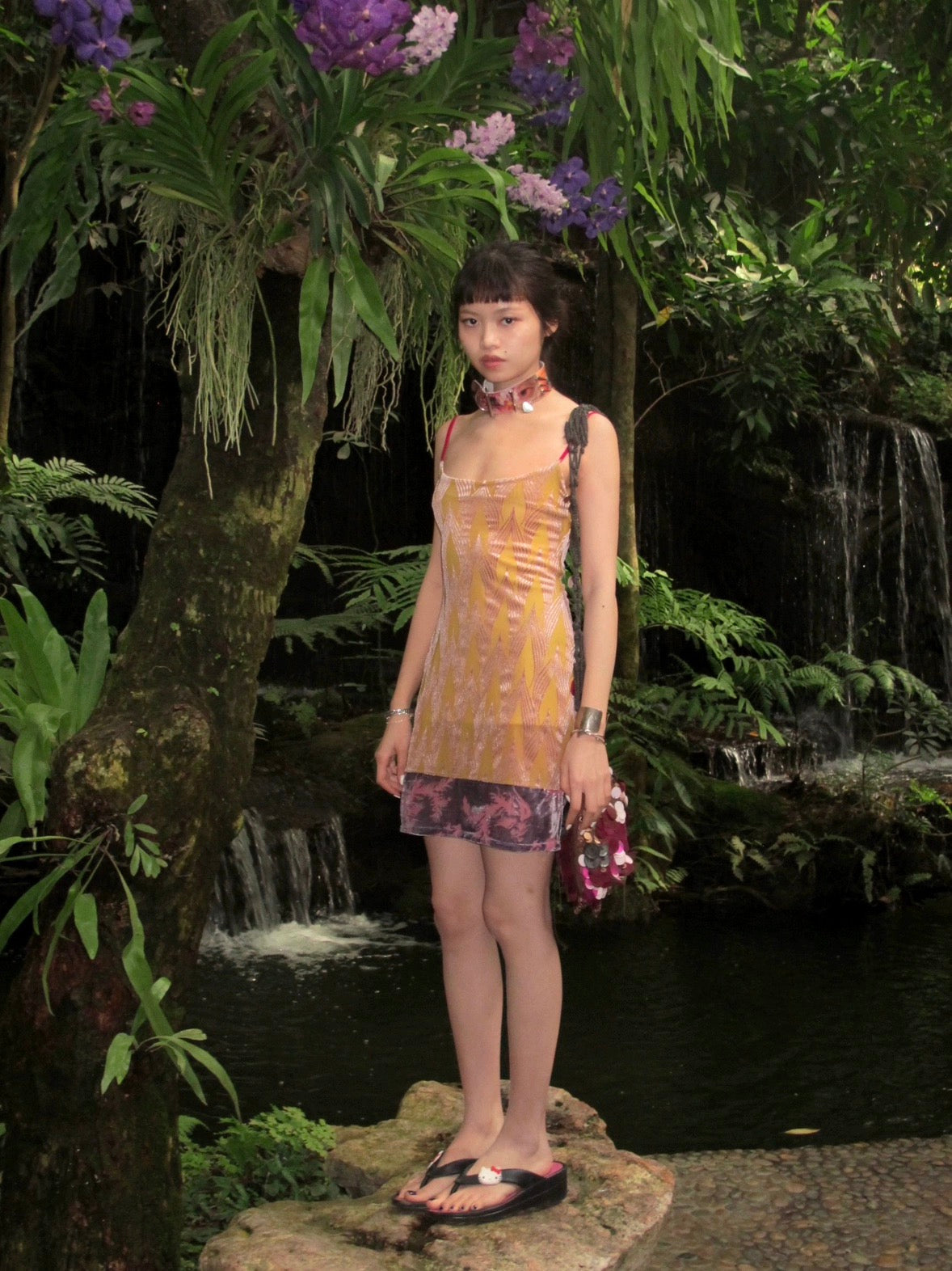candy color contrast color strap ultra short super stretchy dress