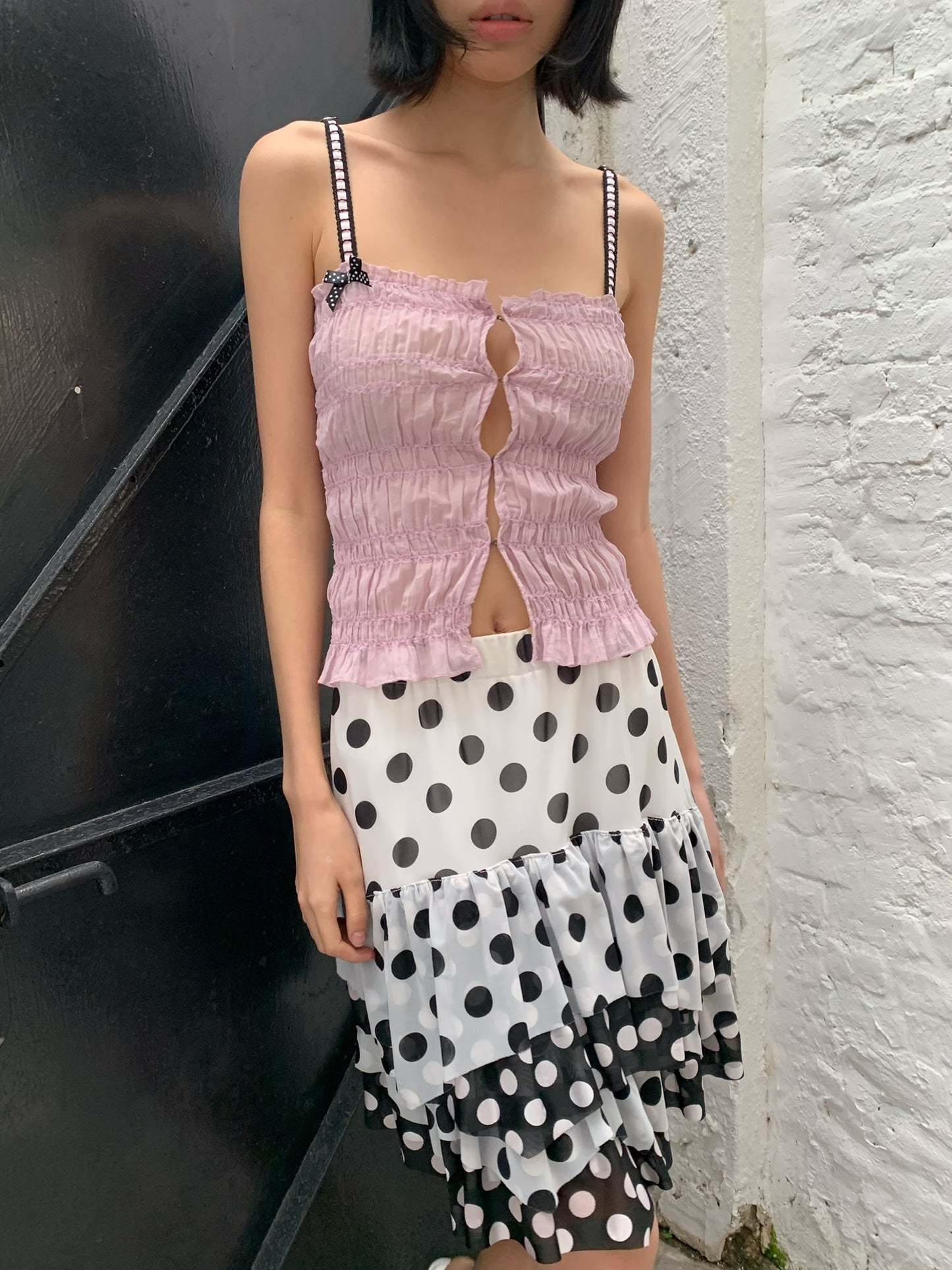 Purple playful and cute pleated fitted  top