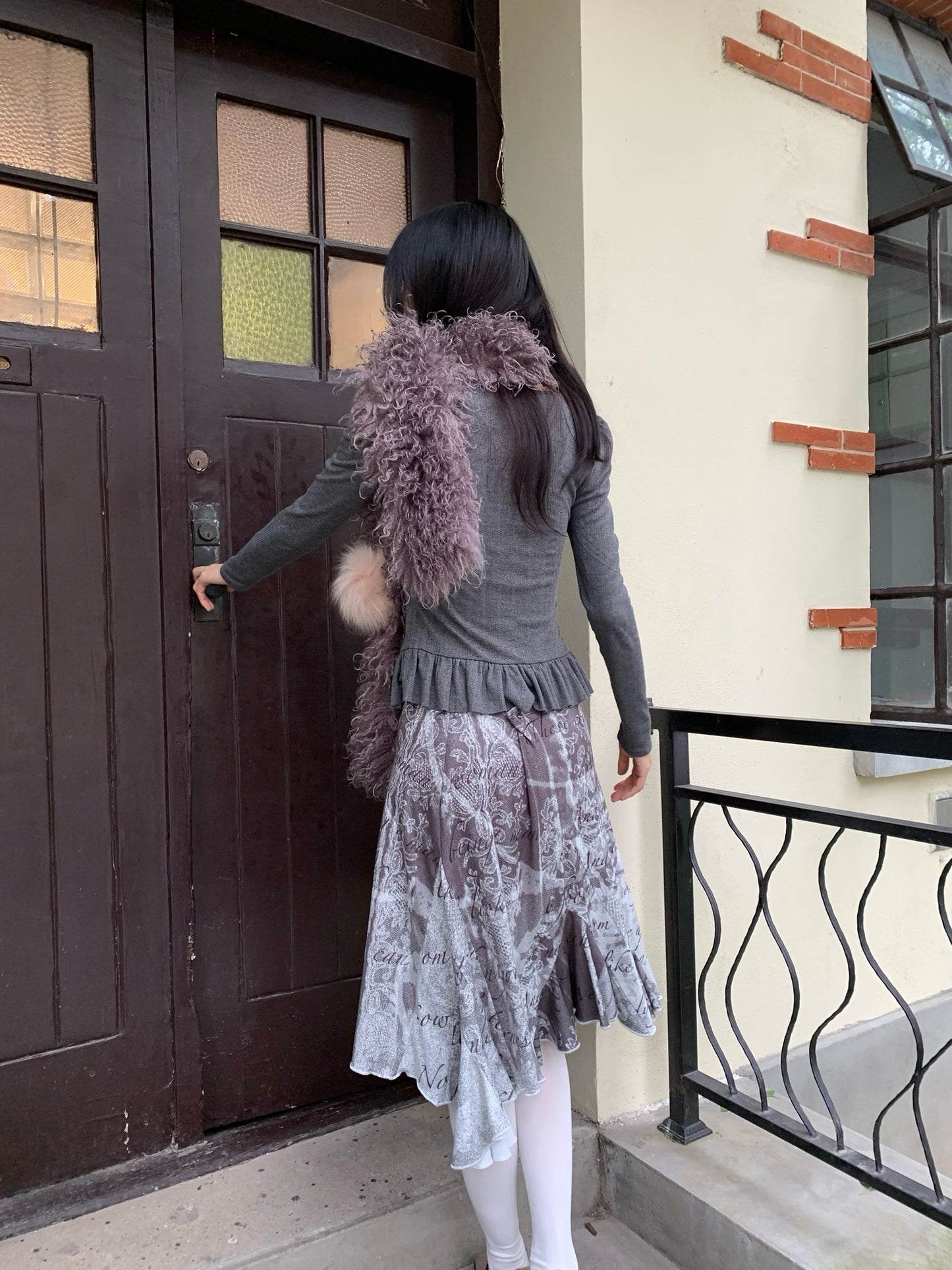 Purple faux fur scarf
