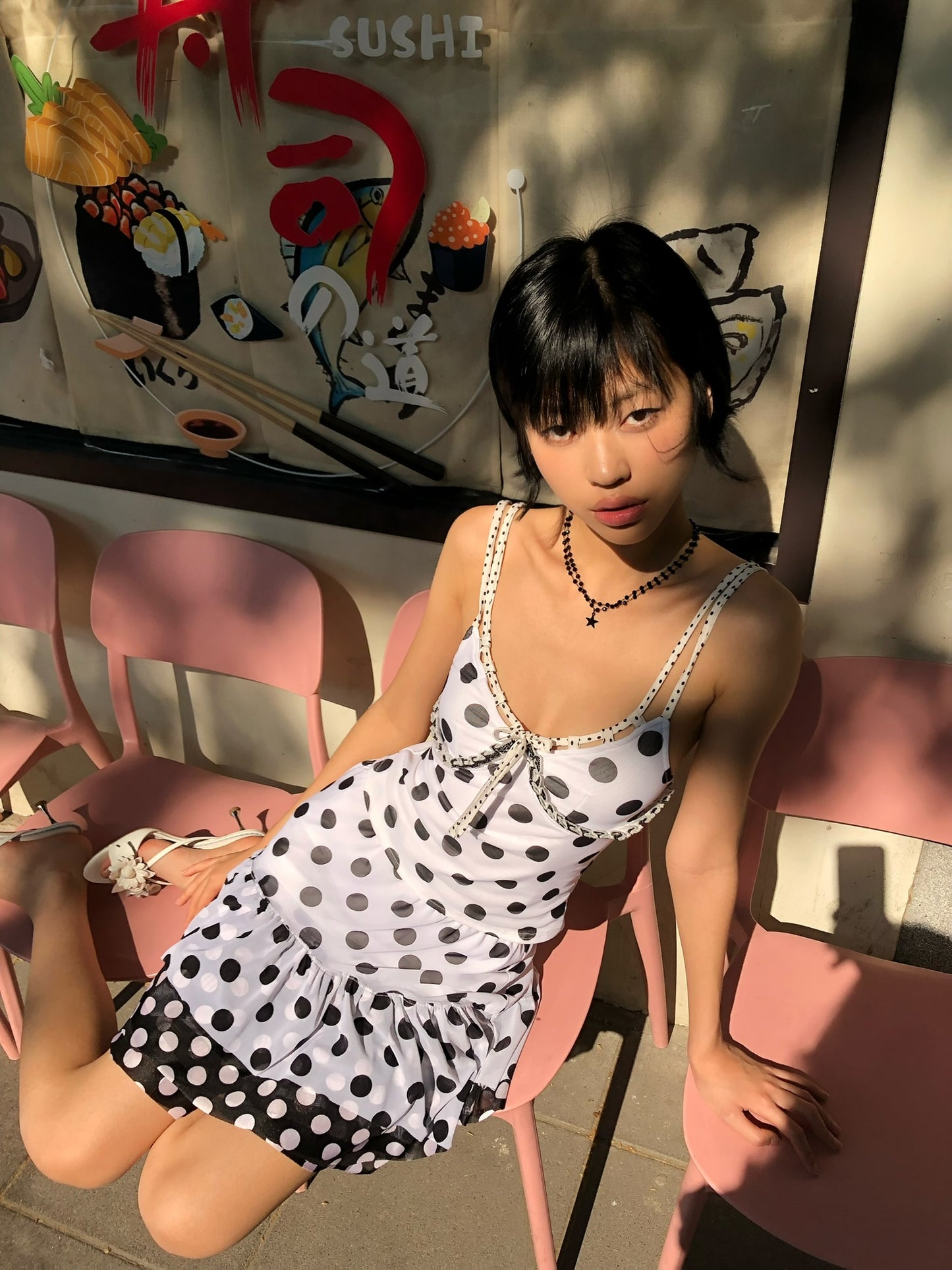 Black and white polka dot set - top+ skirt