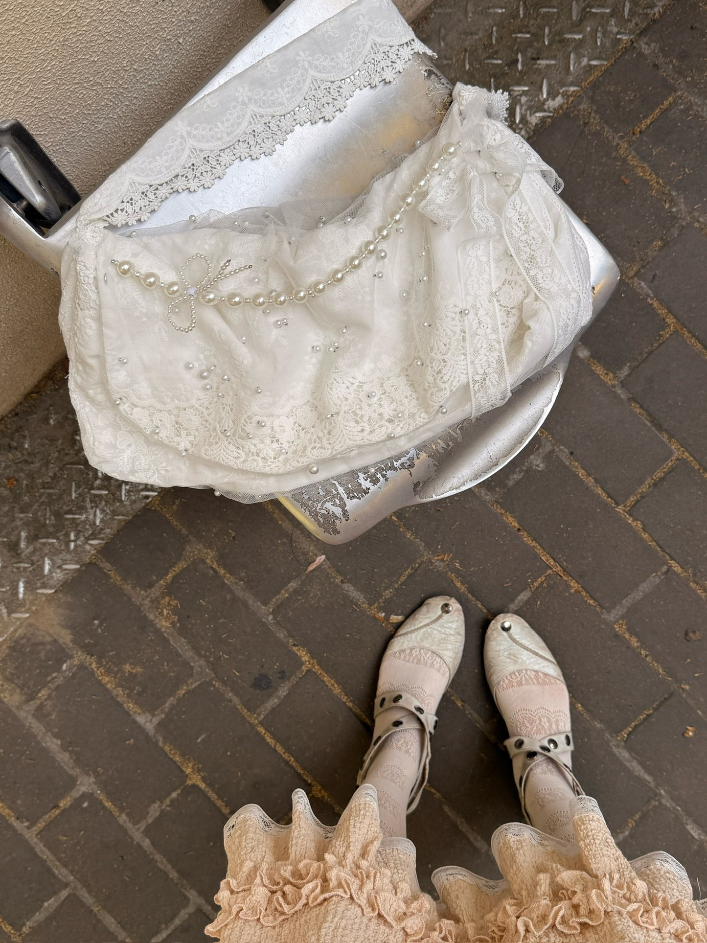 Princess Bag - Original Cute Lace Crossbody Lightweight Medium-sized Creamy white-colored Fabric Bag