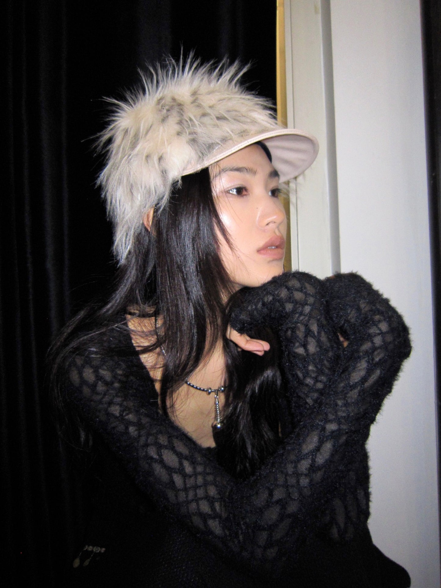 Furry light khaki warm autumn/winter knight hat