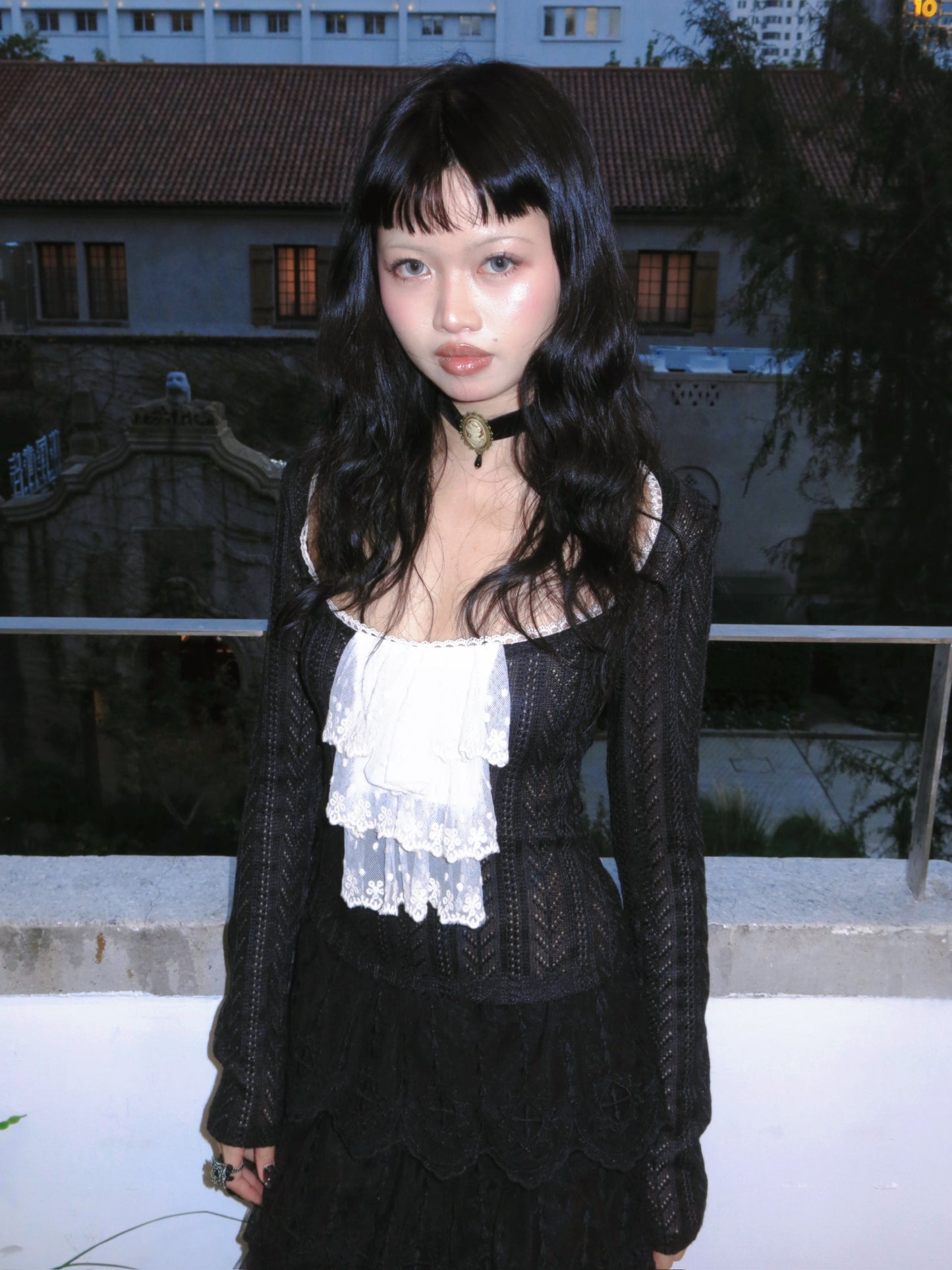 Black Swan or Cinderella Vintage Courtier-style Knitted Stretch Top