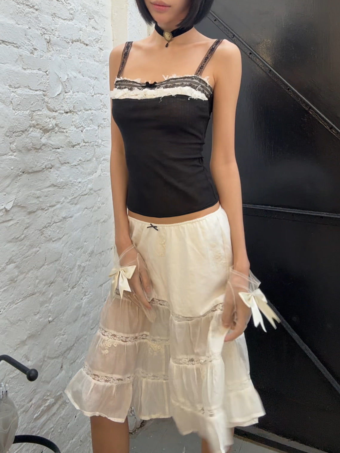 Original sexy and stretchy knitted halter top with adjustable shoulder straps