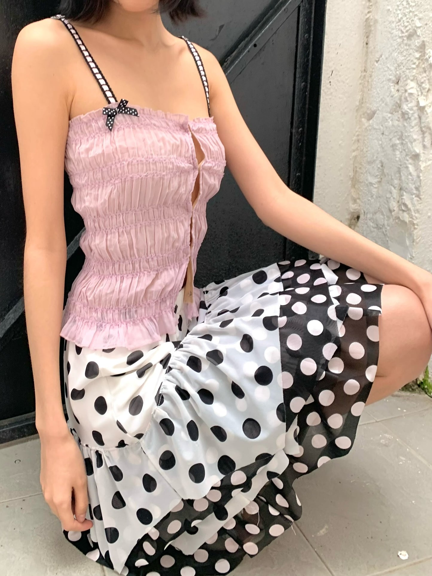 Purple playful and cute pleated fitted  top