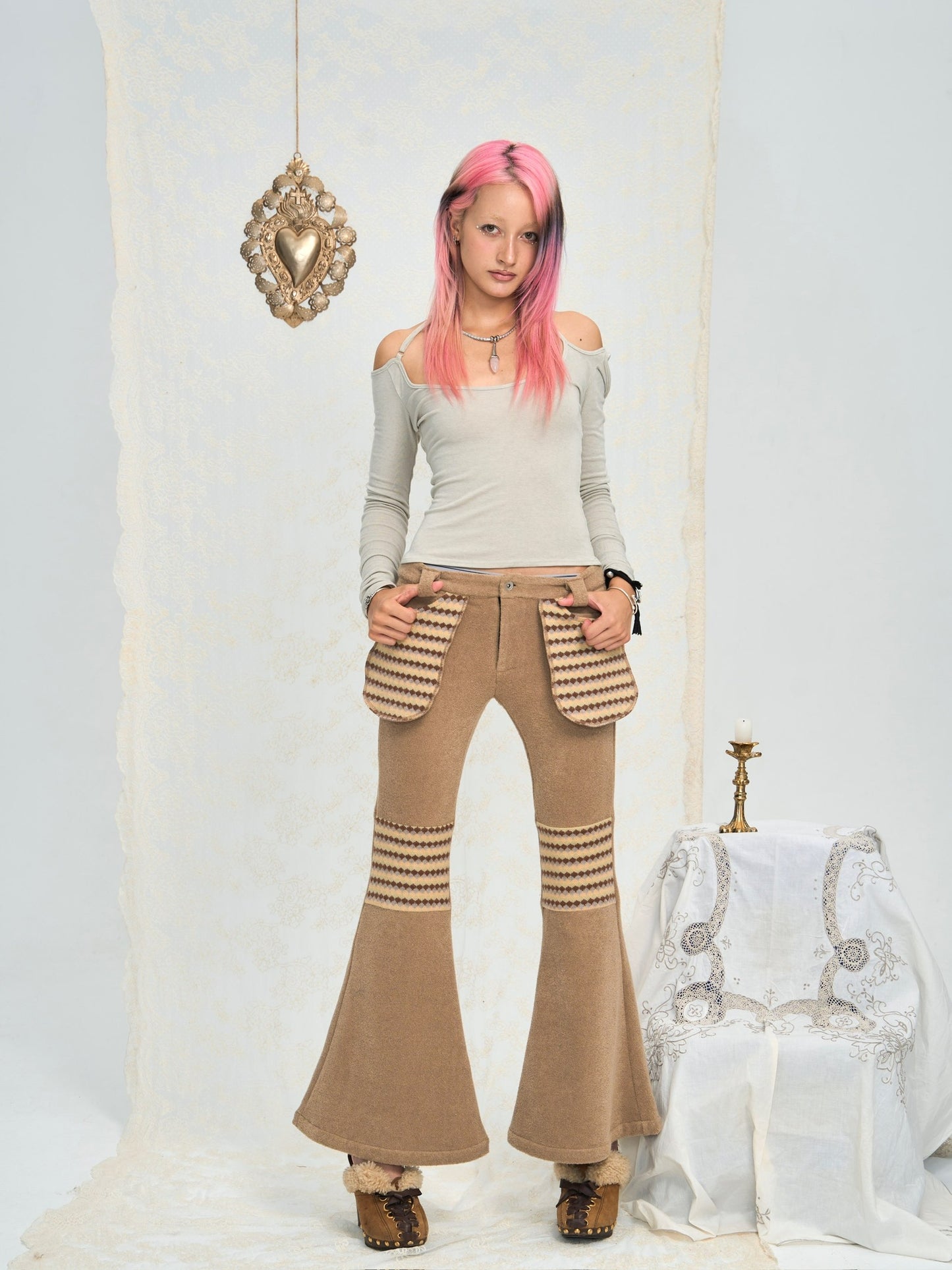 The most comfortable autumn-winter pants!! Two-color stretchy multi-color low-rise flared pants