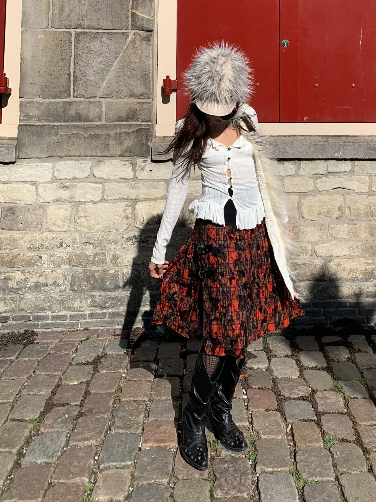 Furry light khaki warm autumn/winter knight hat