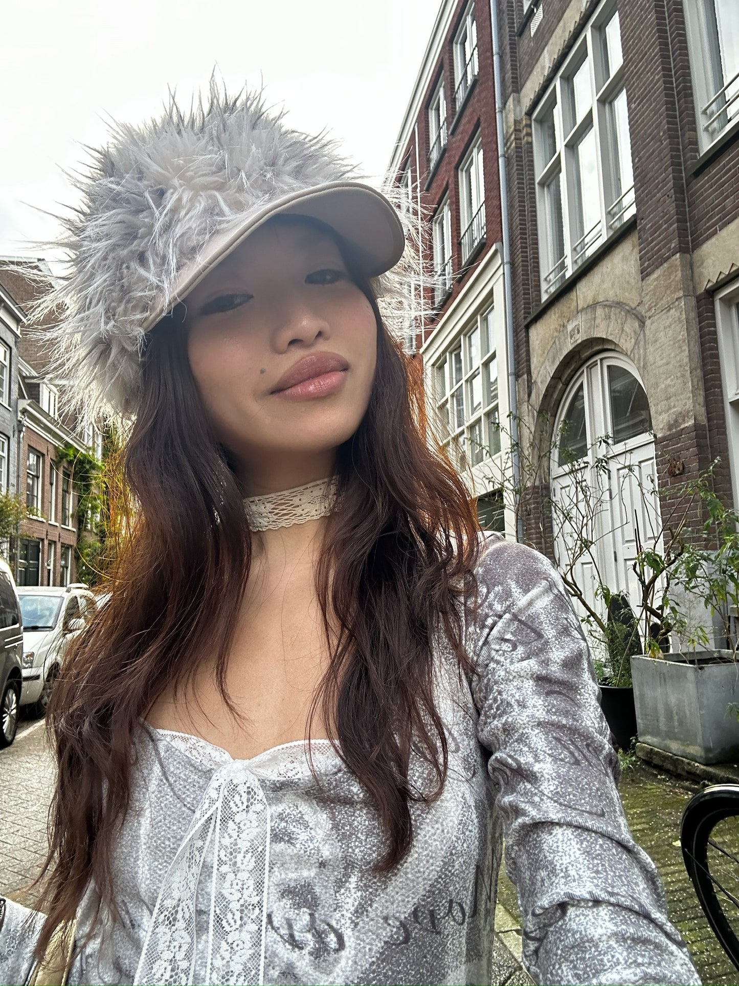Furry light khaki warm autumn/winter knight hat