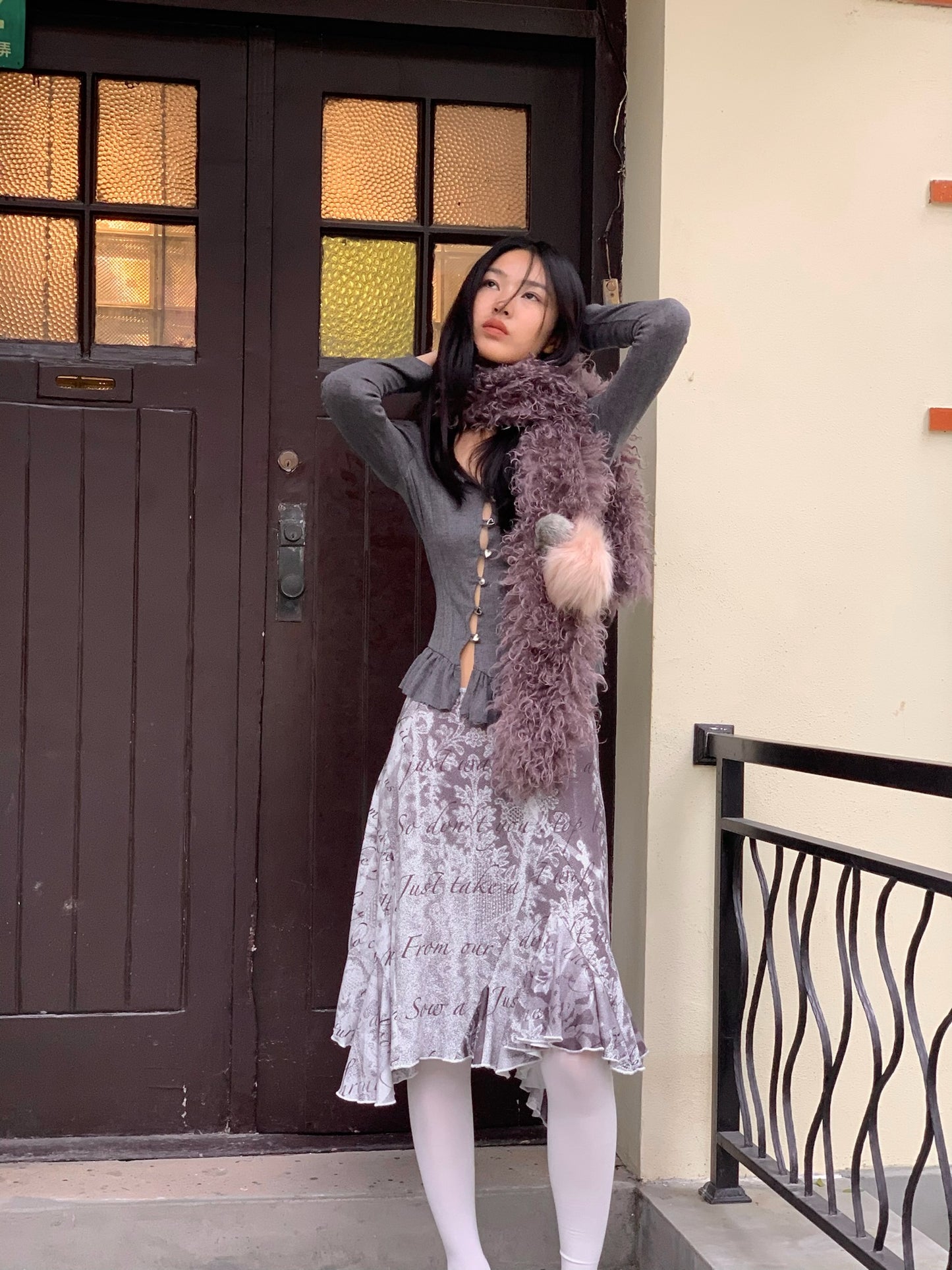 Purple faux fur scarf