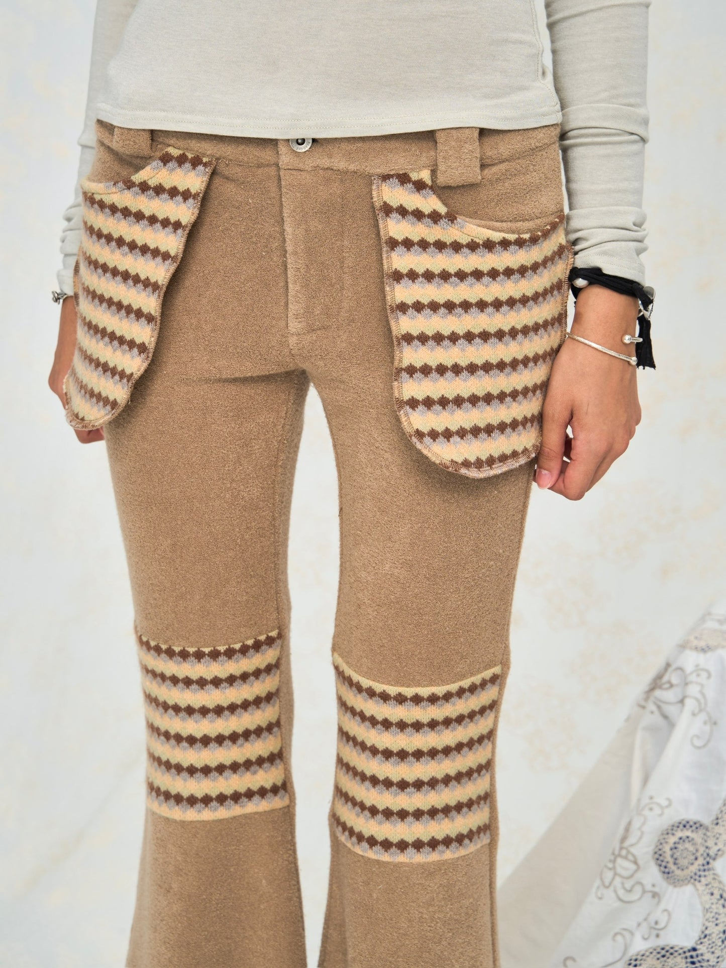 The most comfortable autumn-winter pants!! Two-color stretchy multi-color low-rise flared pants