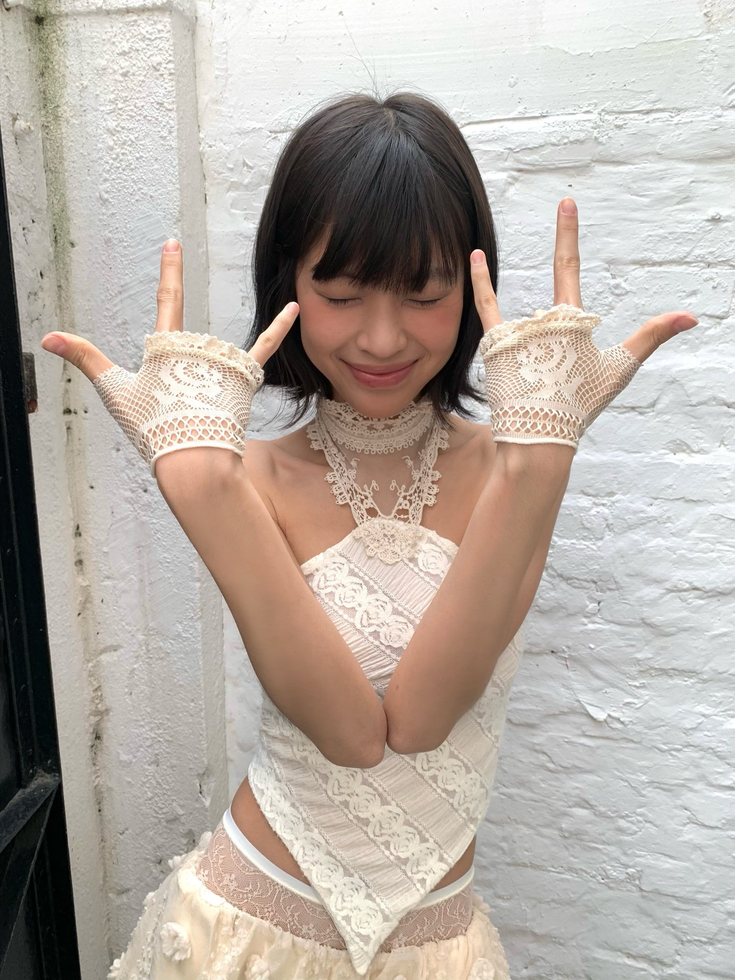 Rose pattern lace Gloves