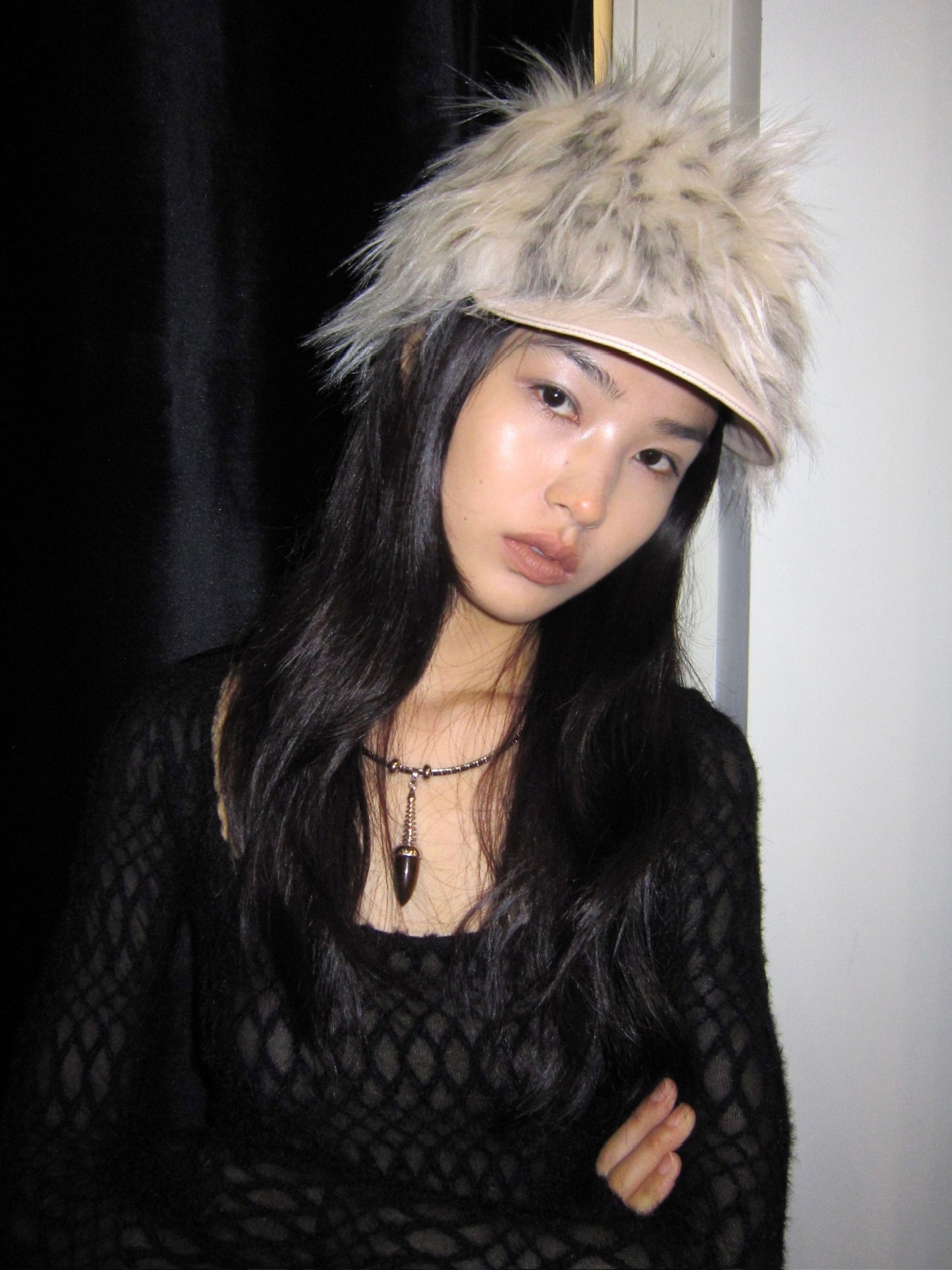 Furry light khaki warm autumn/winter knight hat