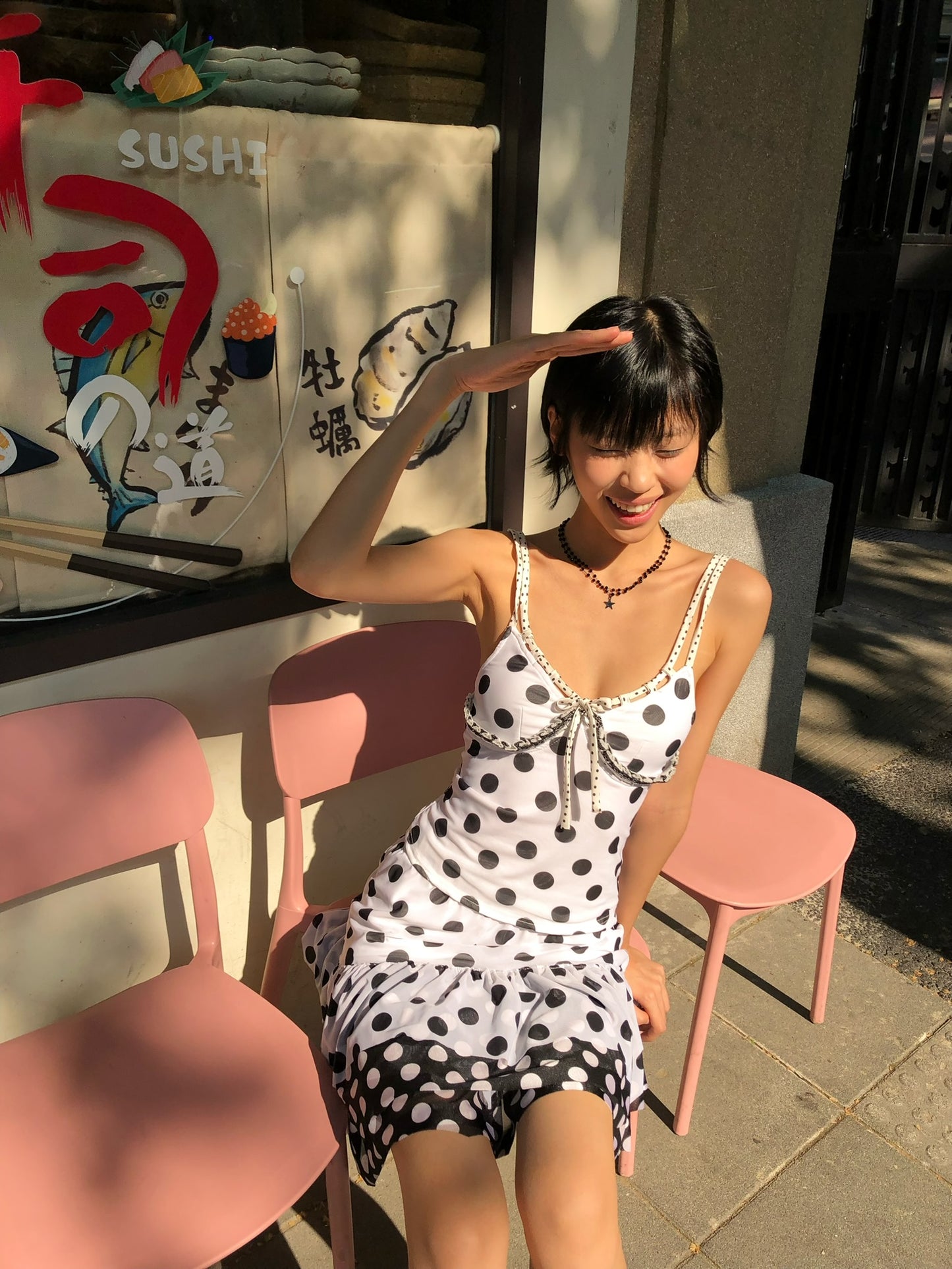 Black and white polka dot set - top+ skirt