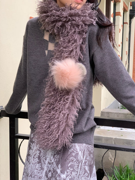 Purple faux fur scarf