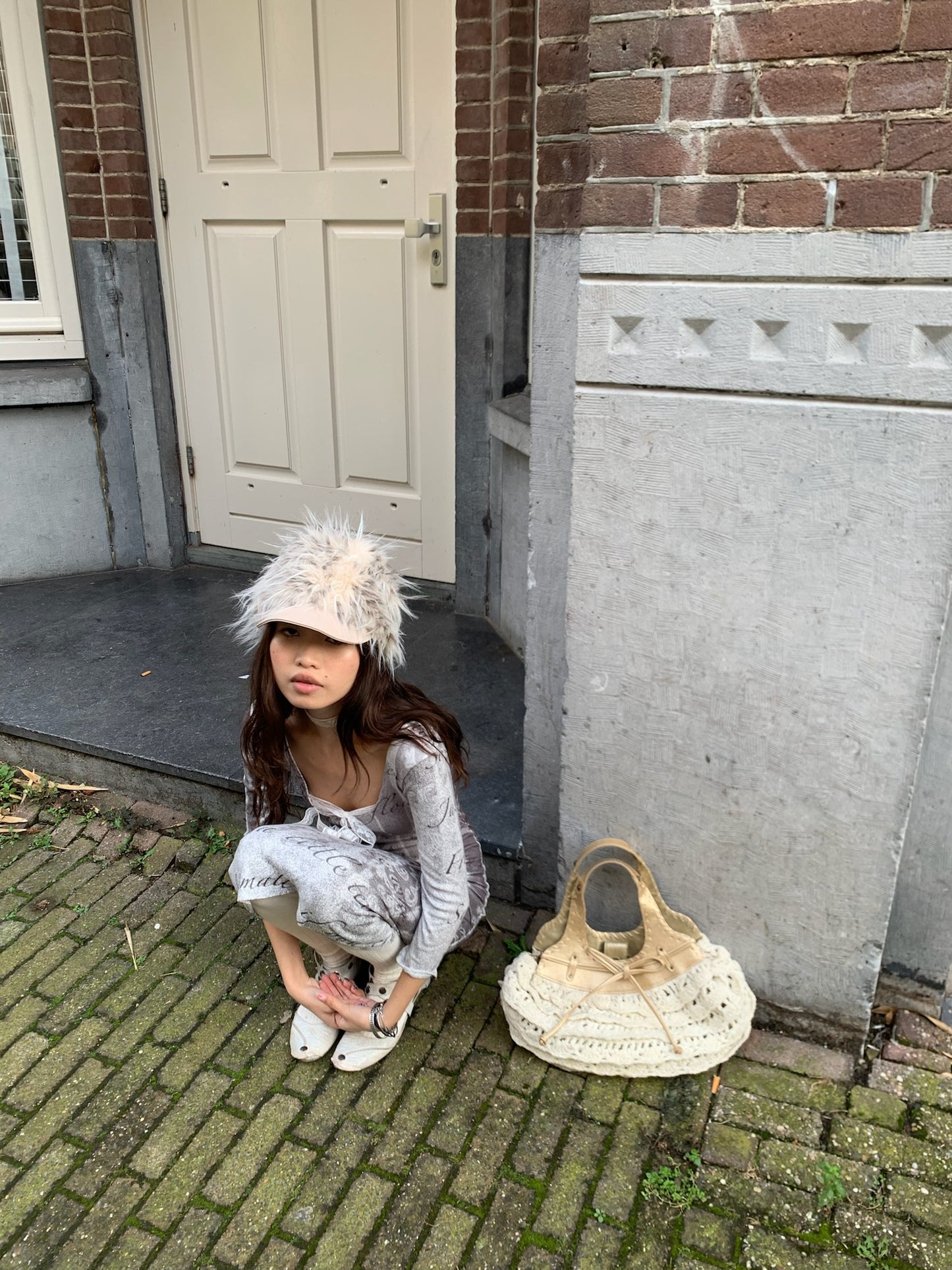 Furry light khaki warm autumn/winter knight hat