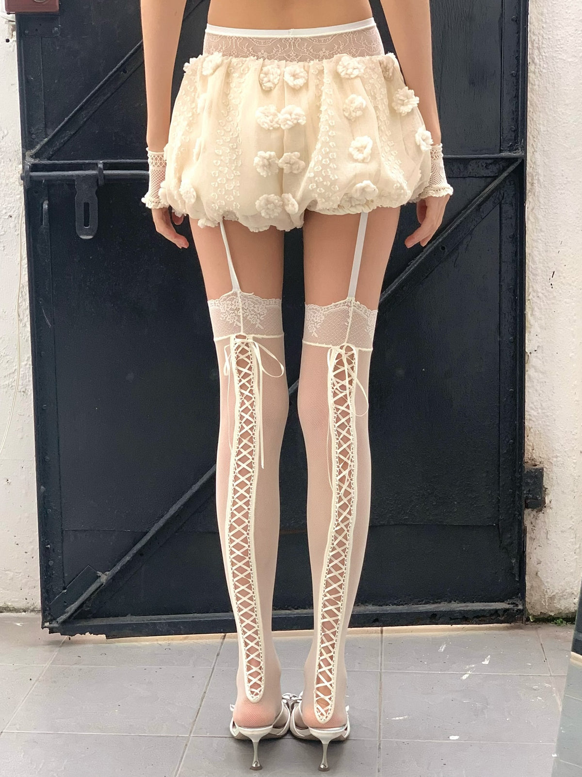 Beigequality suspenders stockings
