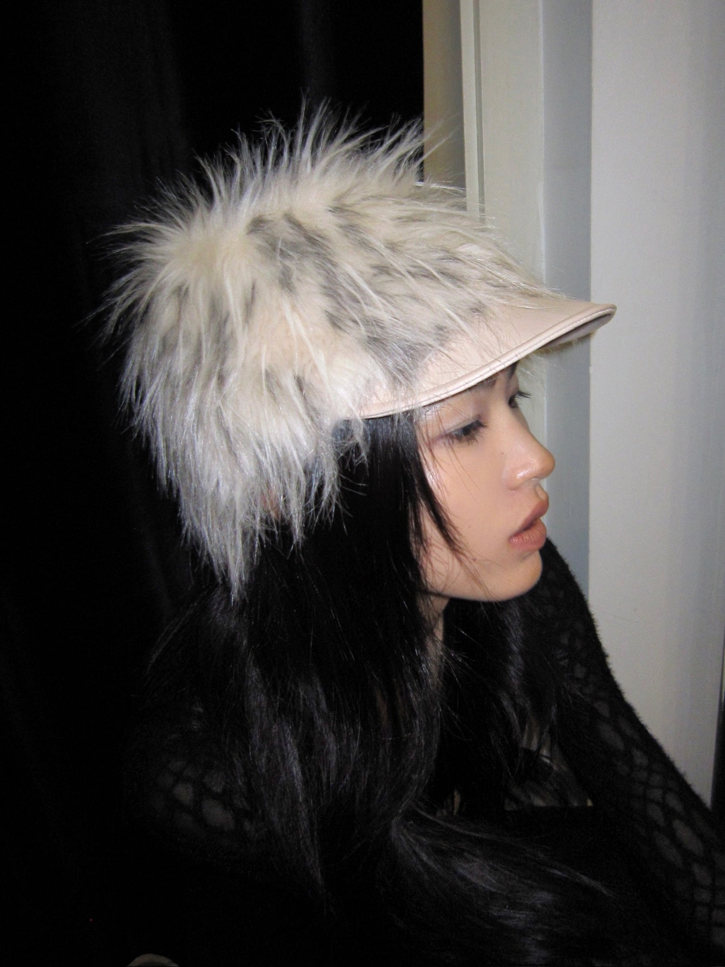 Furry light khaki warm autumn/winter knight hat