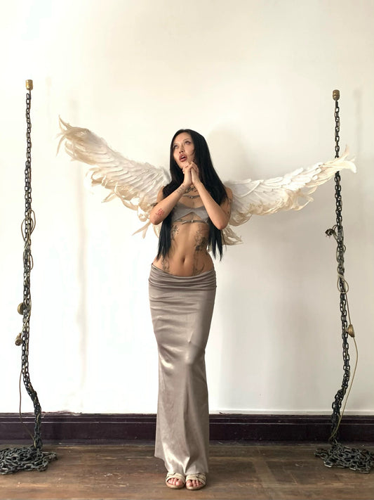 Goddess silver gray mermaid slim long skirt