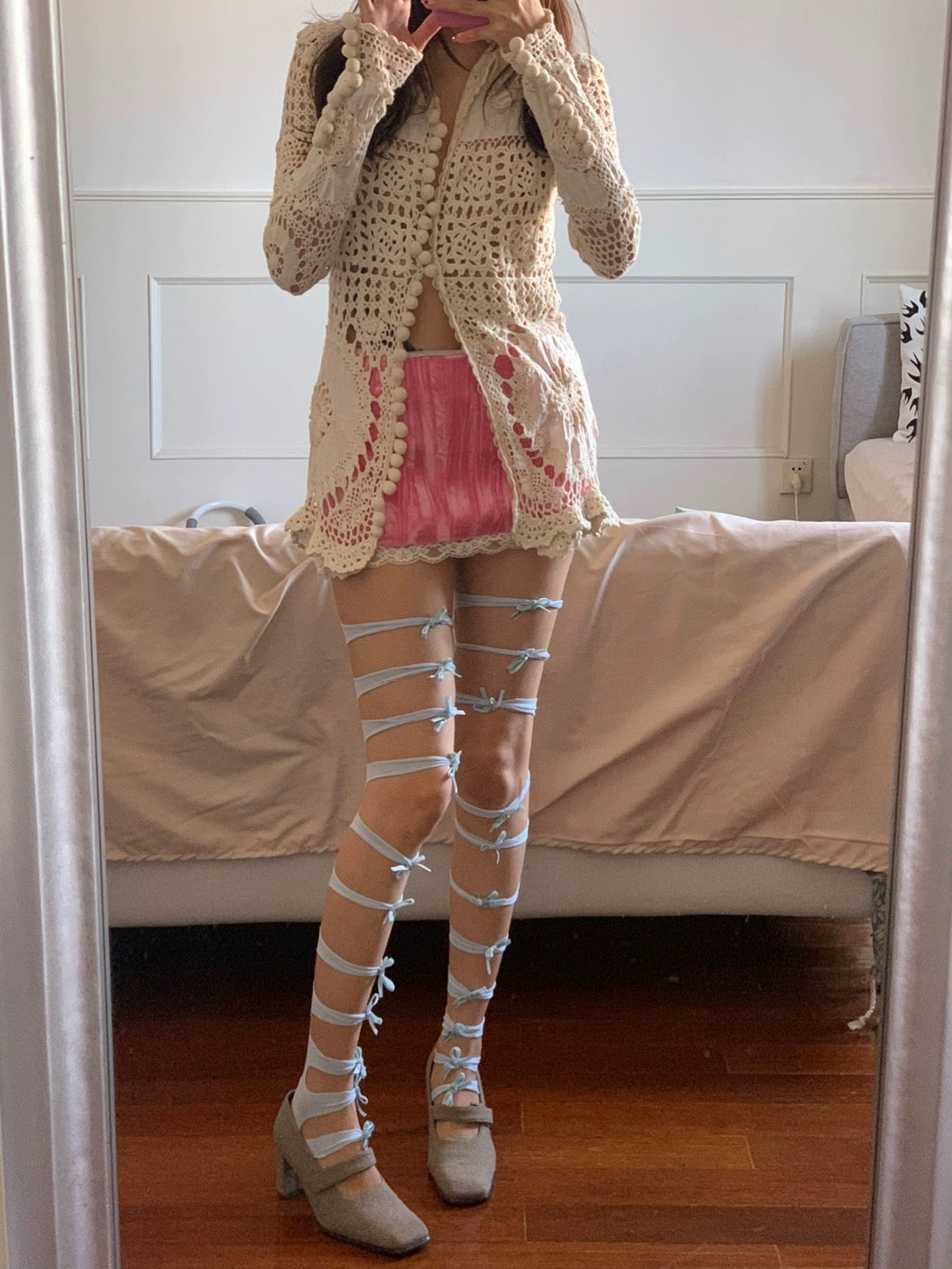Sweet cute sexy bow exclusive mesh leggings pantyhose