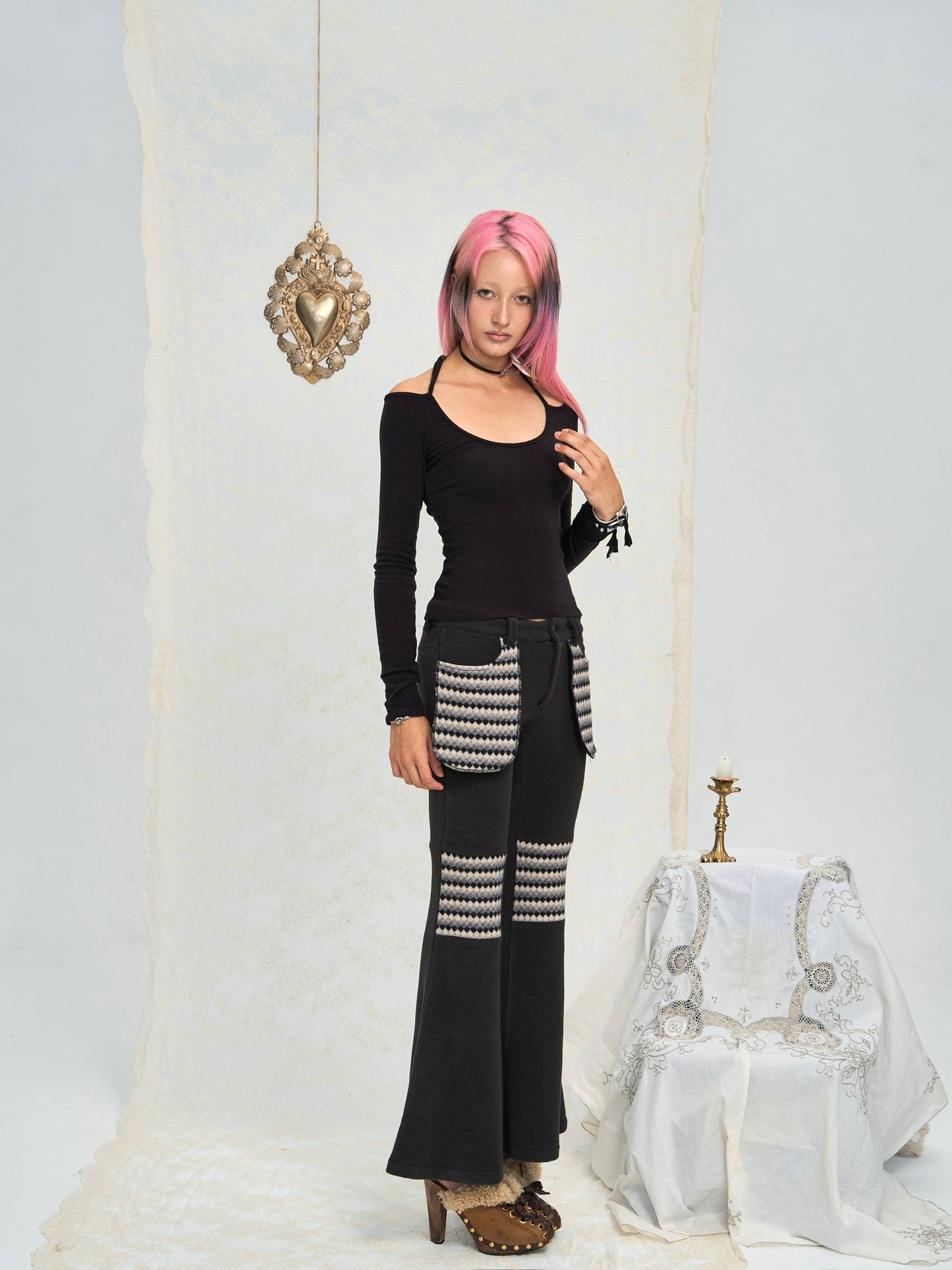 The most comfortable autumn-winter pants!! Two-color stretchy multi-color low-rise flared pants