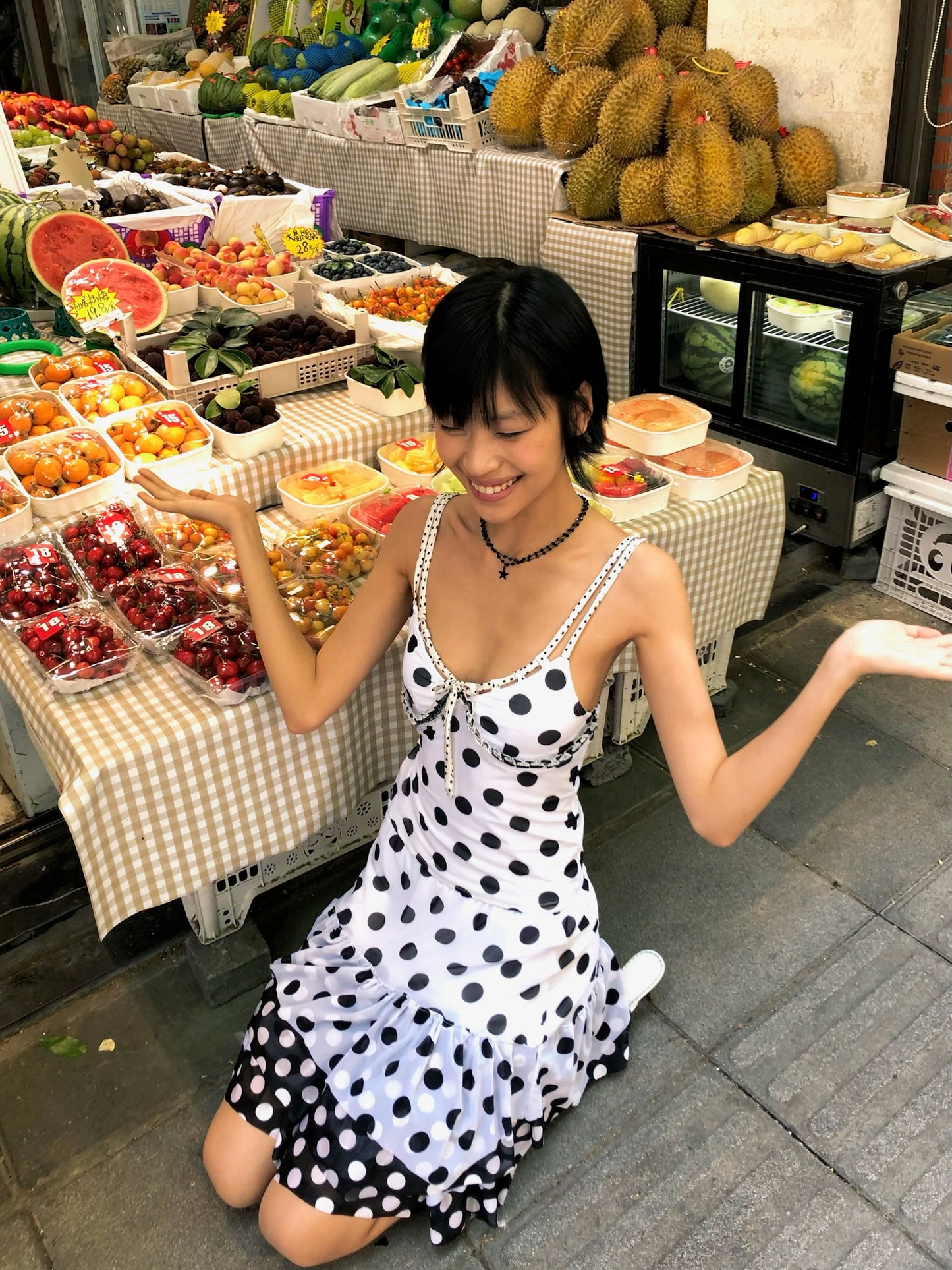 Black and white polka dot set - top+ skirt