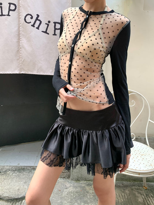 Patchwork black knitted cardigan