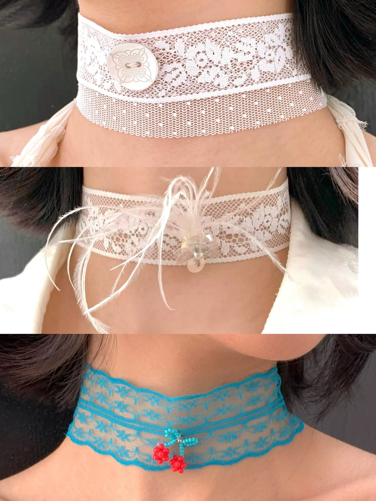 Lace versatile choker - Original design, lace ribbon necklace
