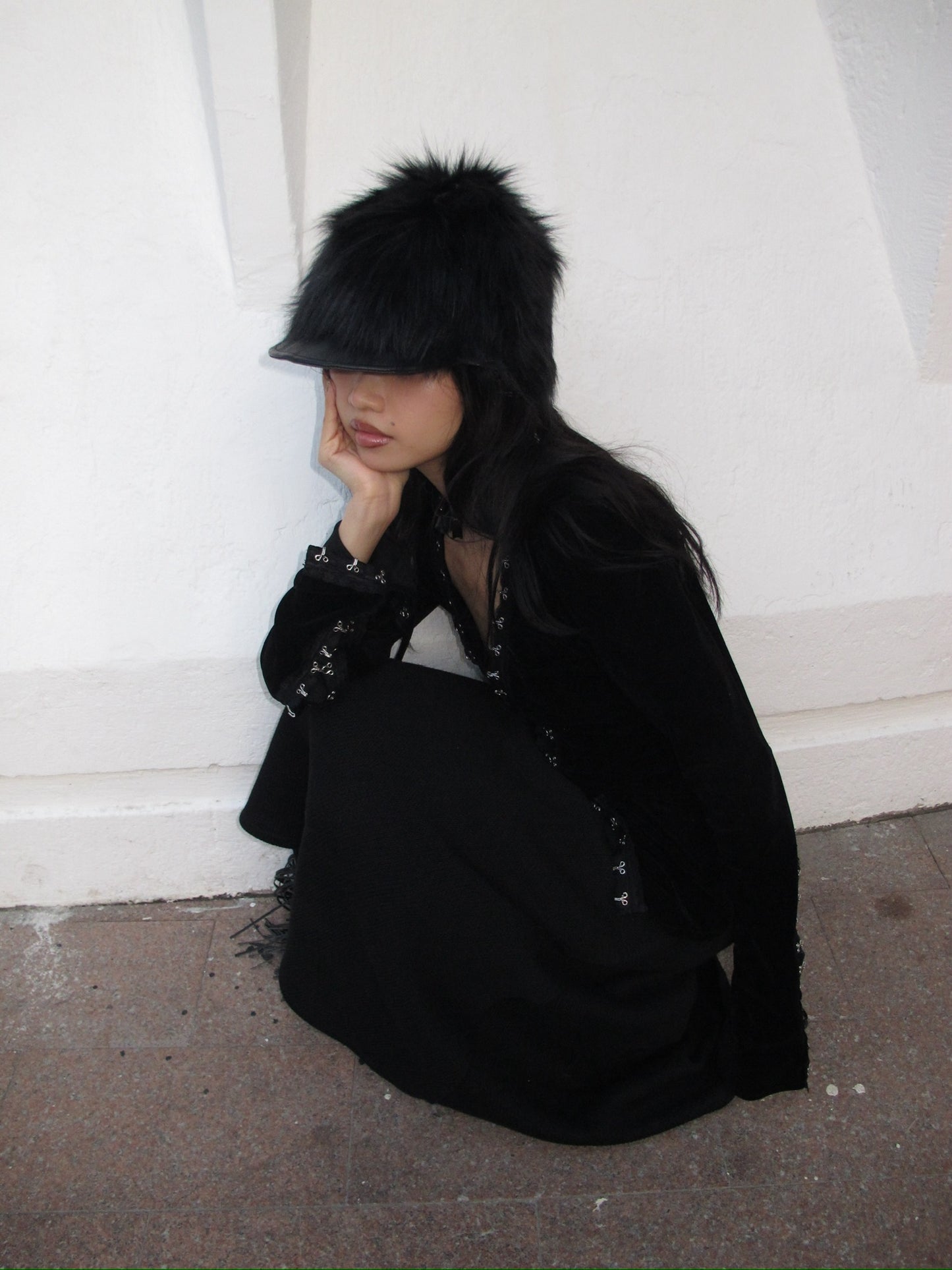 Furry black warm autumn/winter knight hat