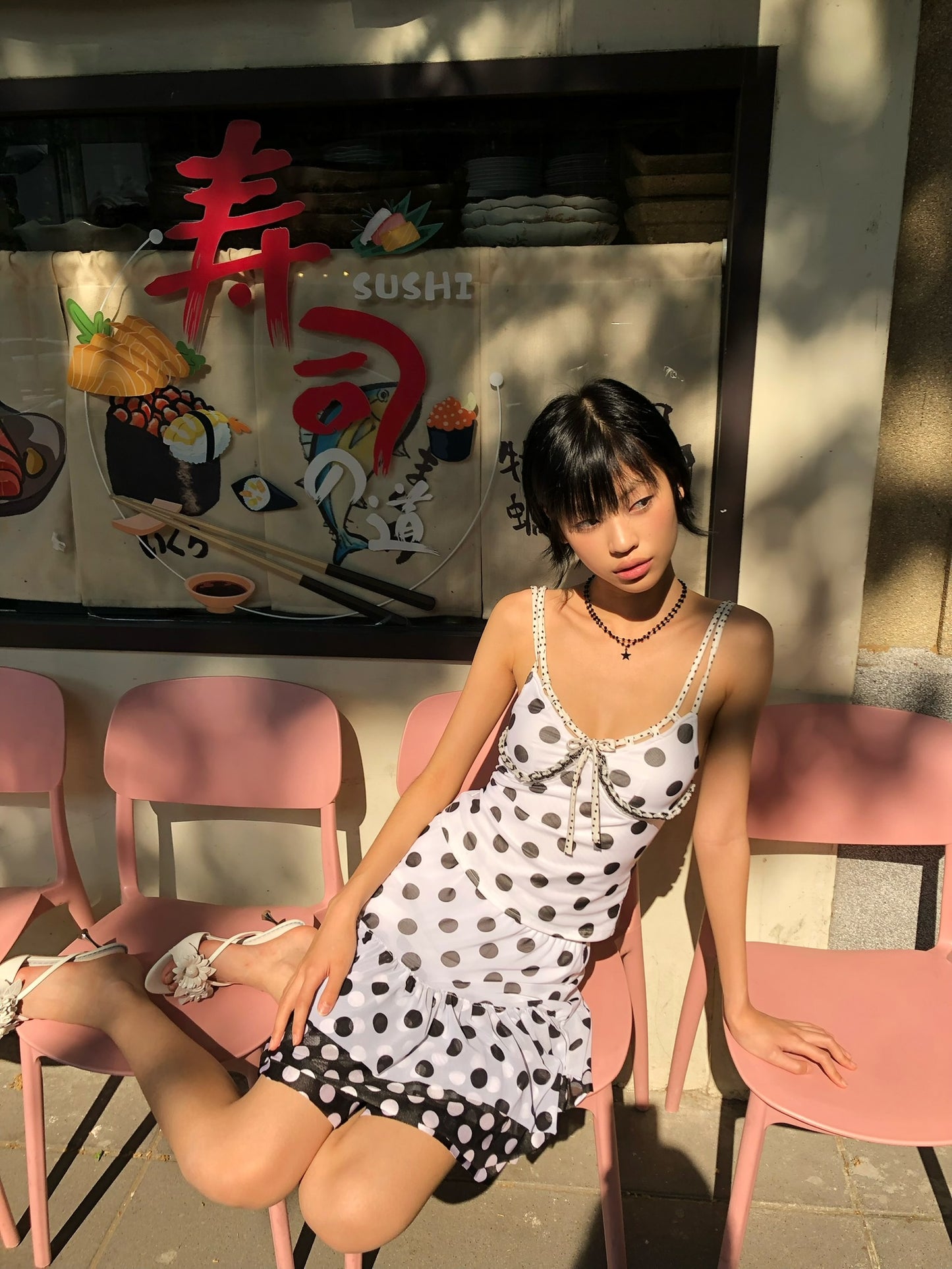 Black and white polka dot set - top+ skirt
