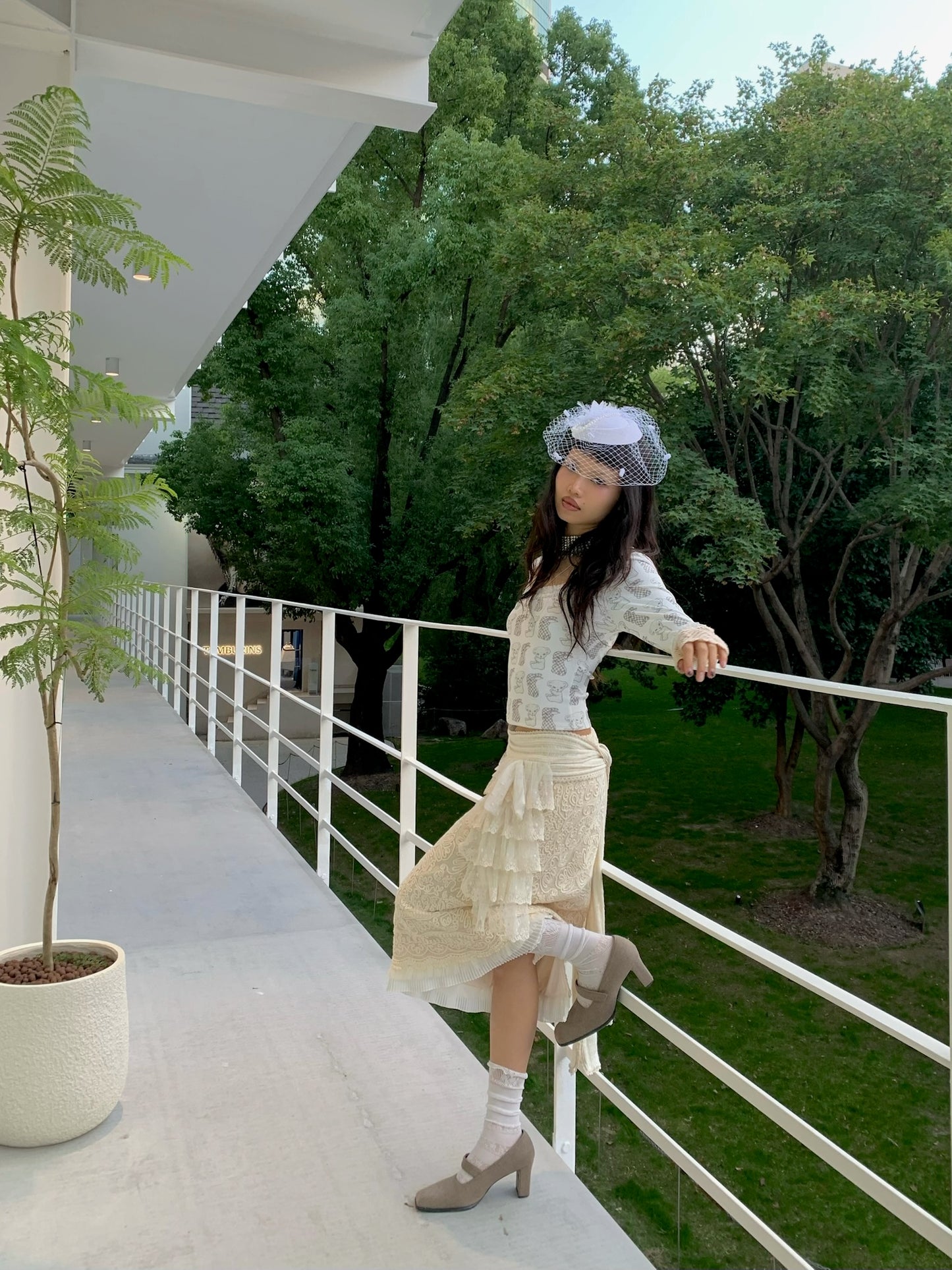 Embroidered Lace skirt With Thick lining