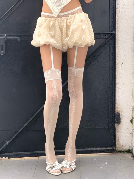 Beigequality suspenders stockings