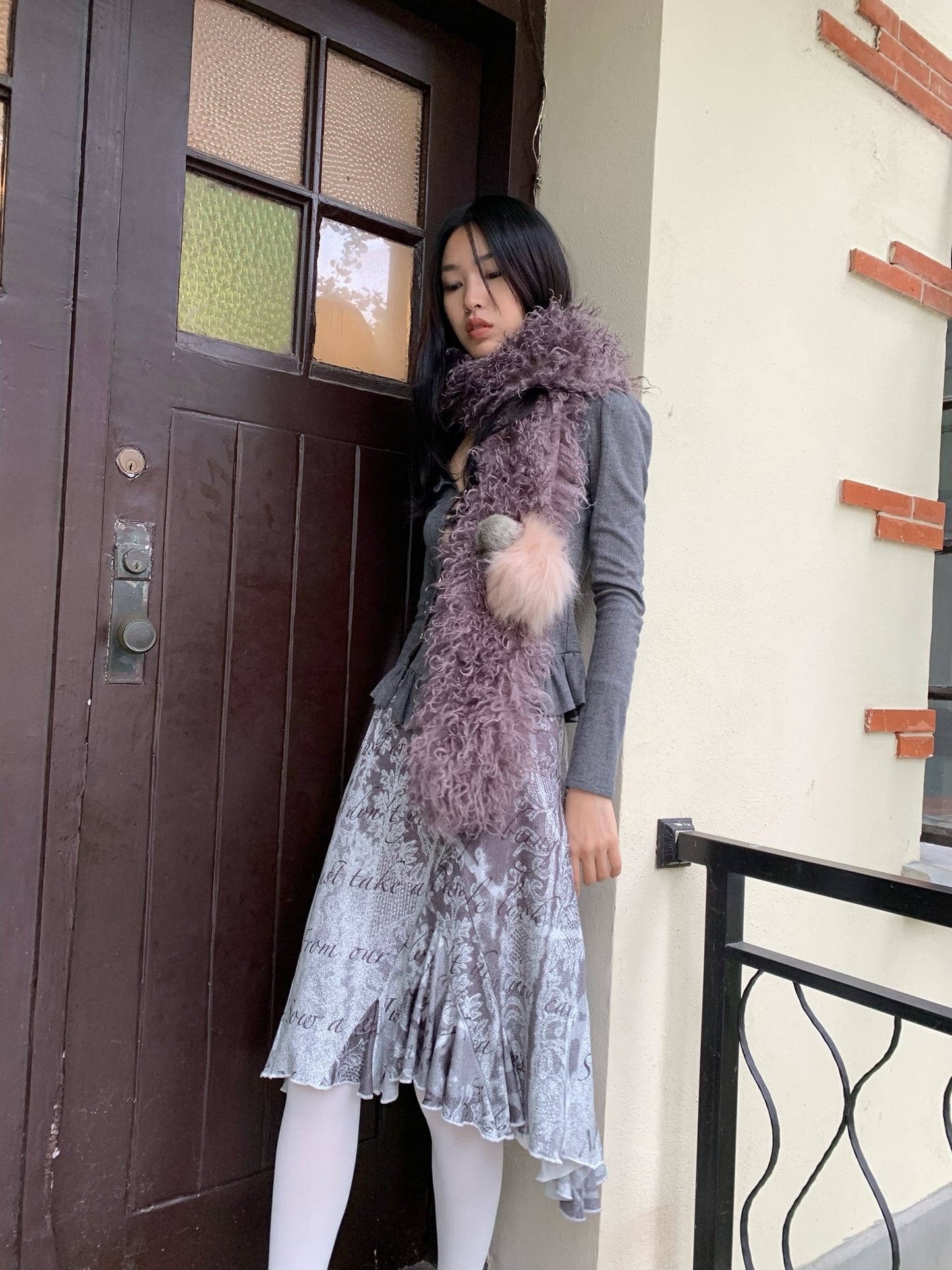 Purple faux fur scarf