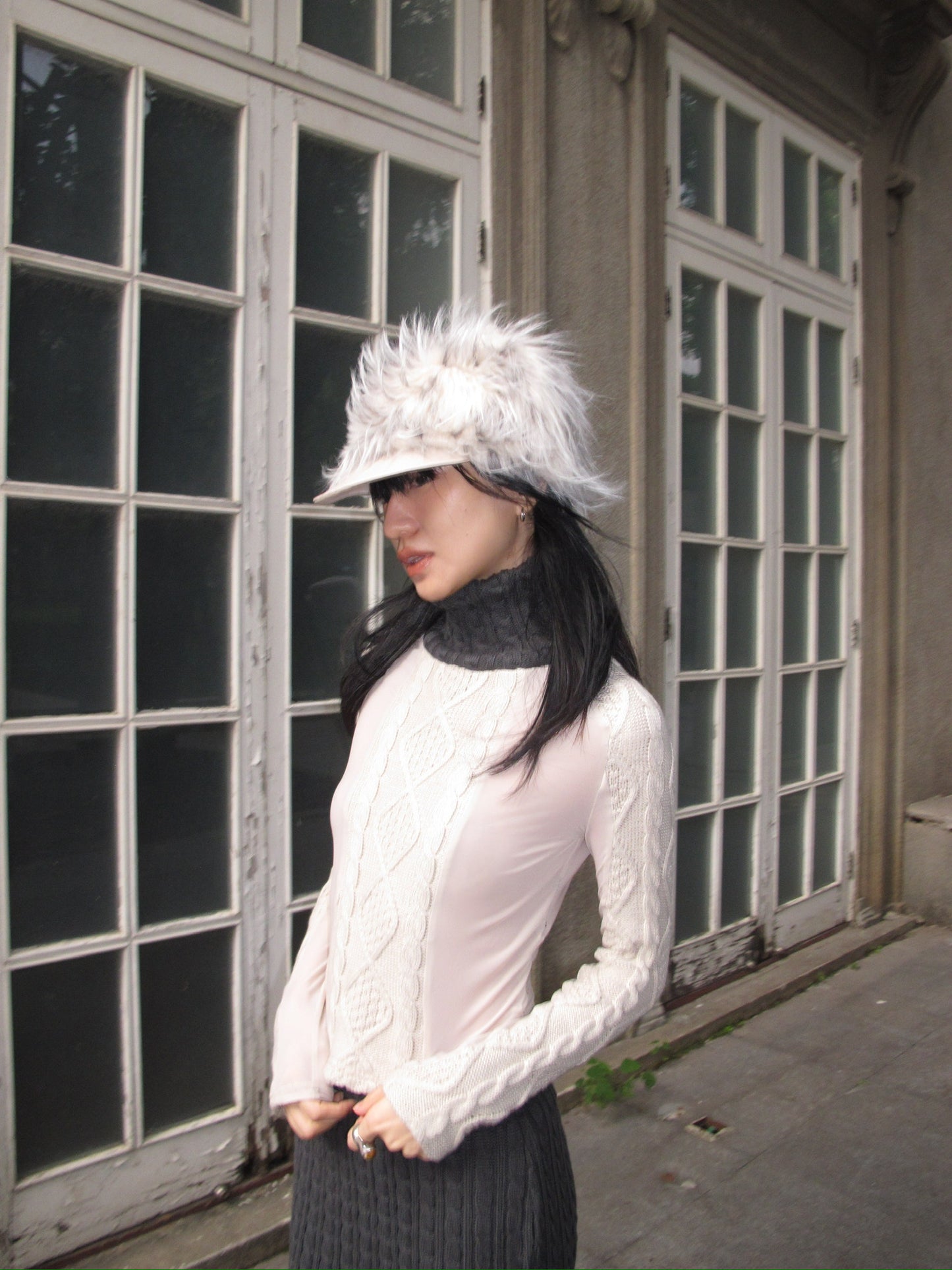 Original patchwork knitted stretch slimming design top + half skirt （can be bought separately