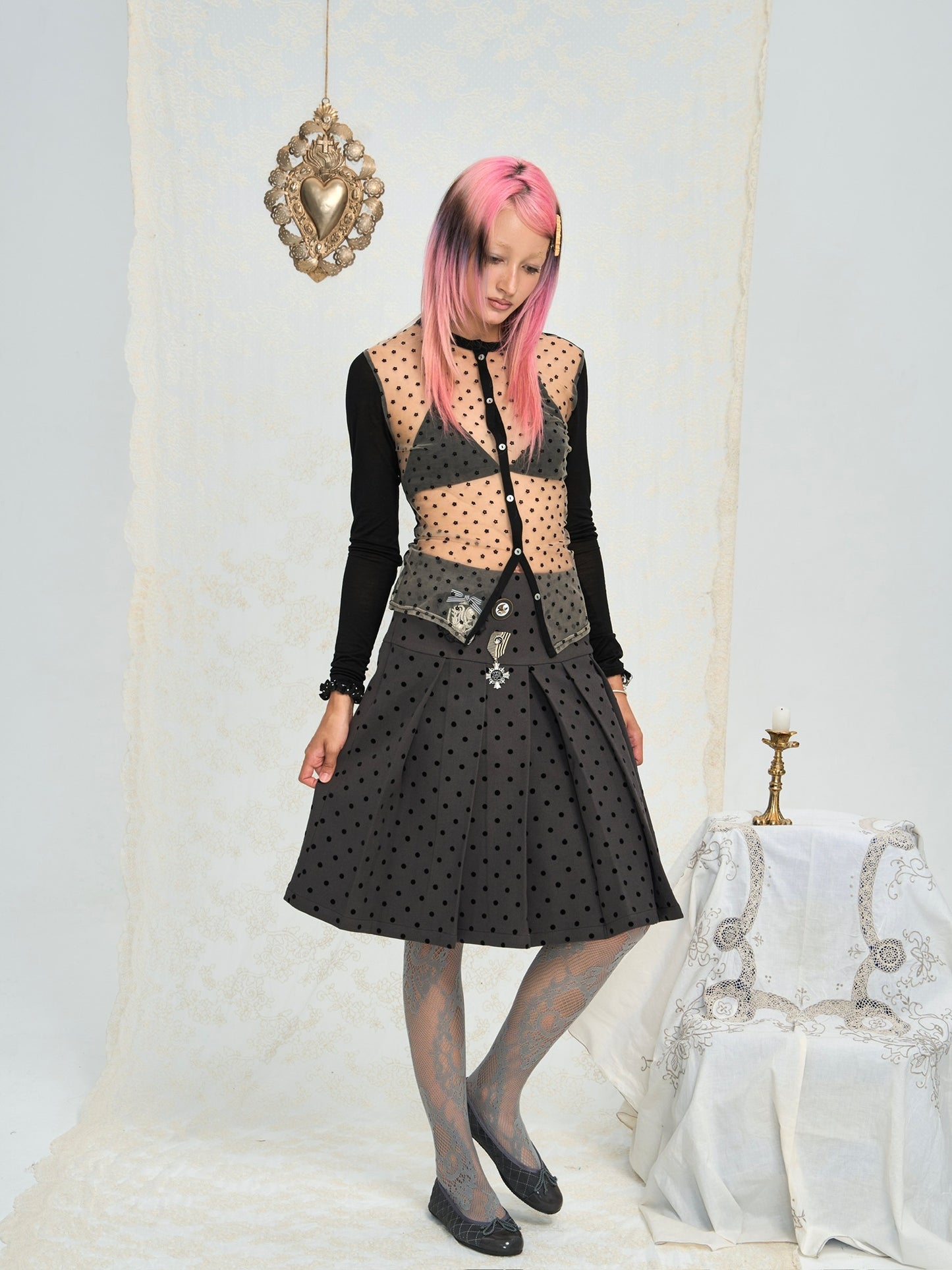 Patchwork black knitted cardigan