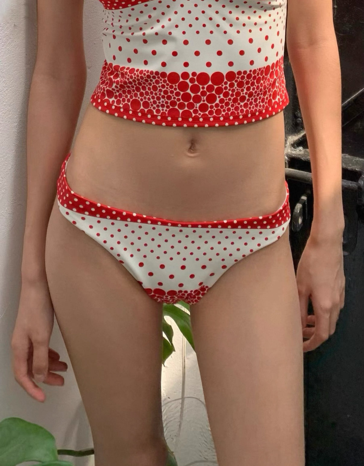 Orange soda polka dot printed three-piece swimsuit bikini - can be purchased separately