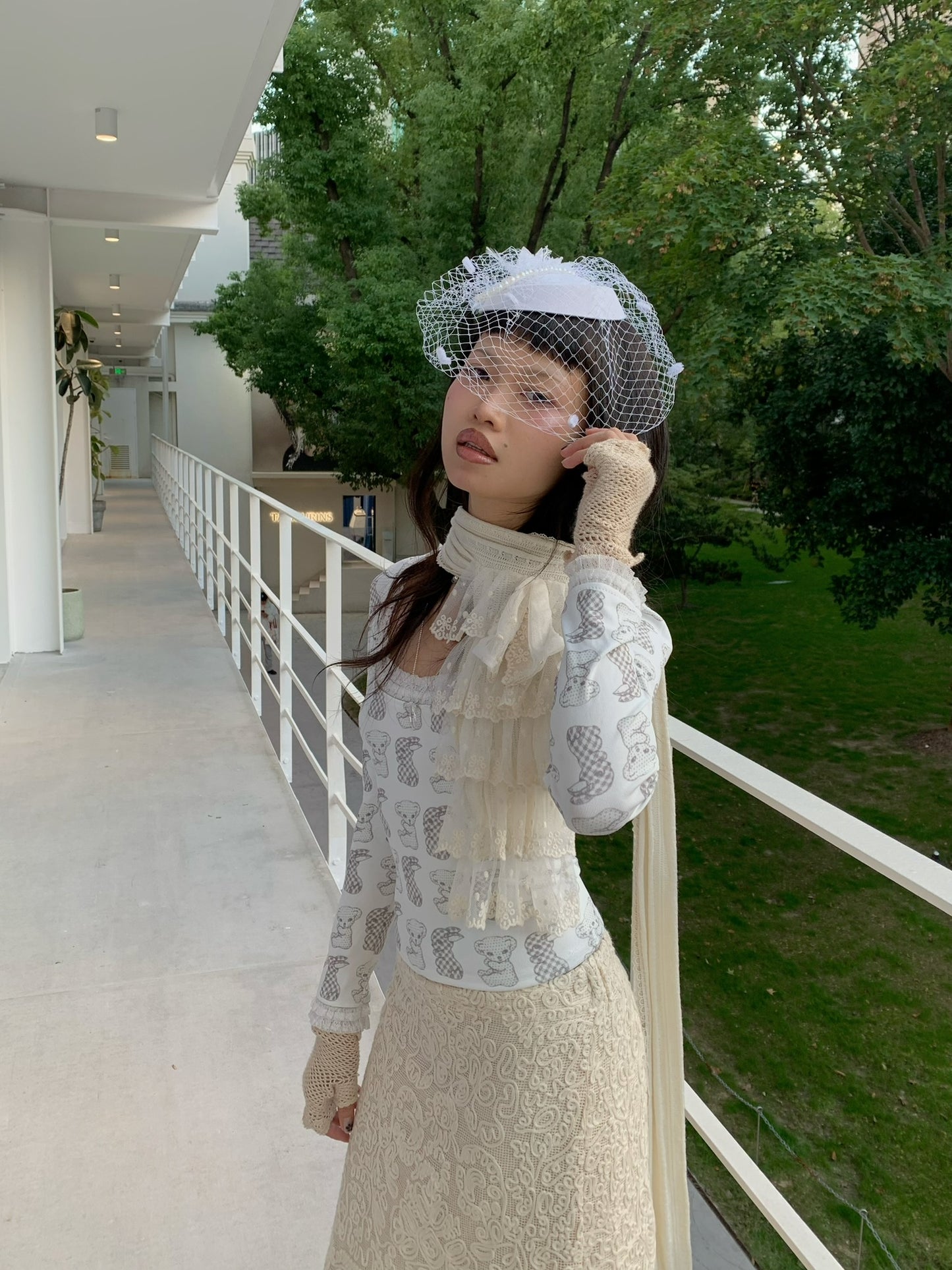 Embroidered Lace skirt With Thick lining