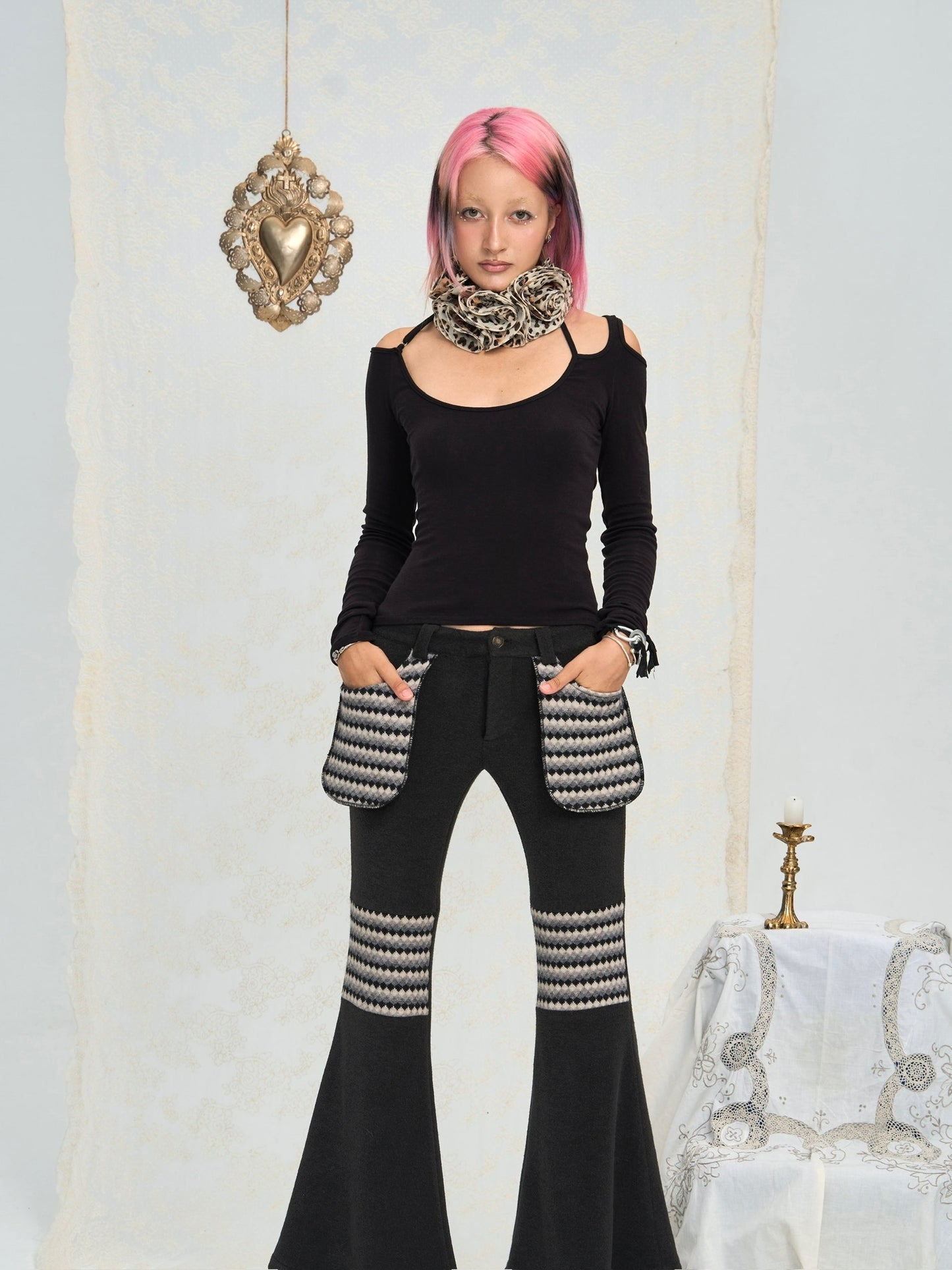 The most comfortable autumn-winter pants!! Two-color stretchy multi-color low-rise flared pants