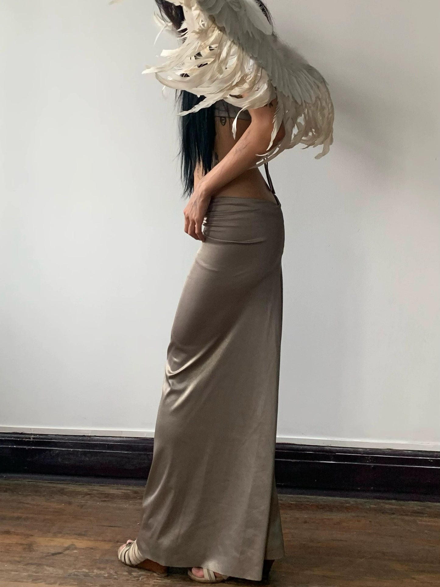 Goddess silver gray mermaid slim long skirt