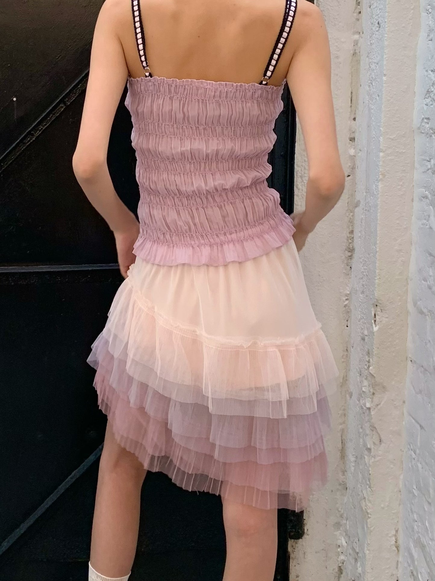 Purple playful and cute pleated fitted  top