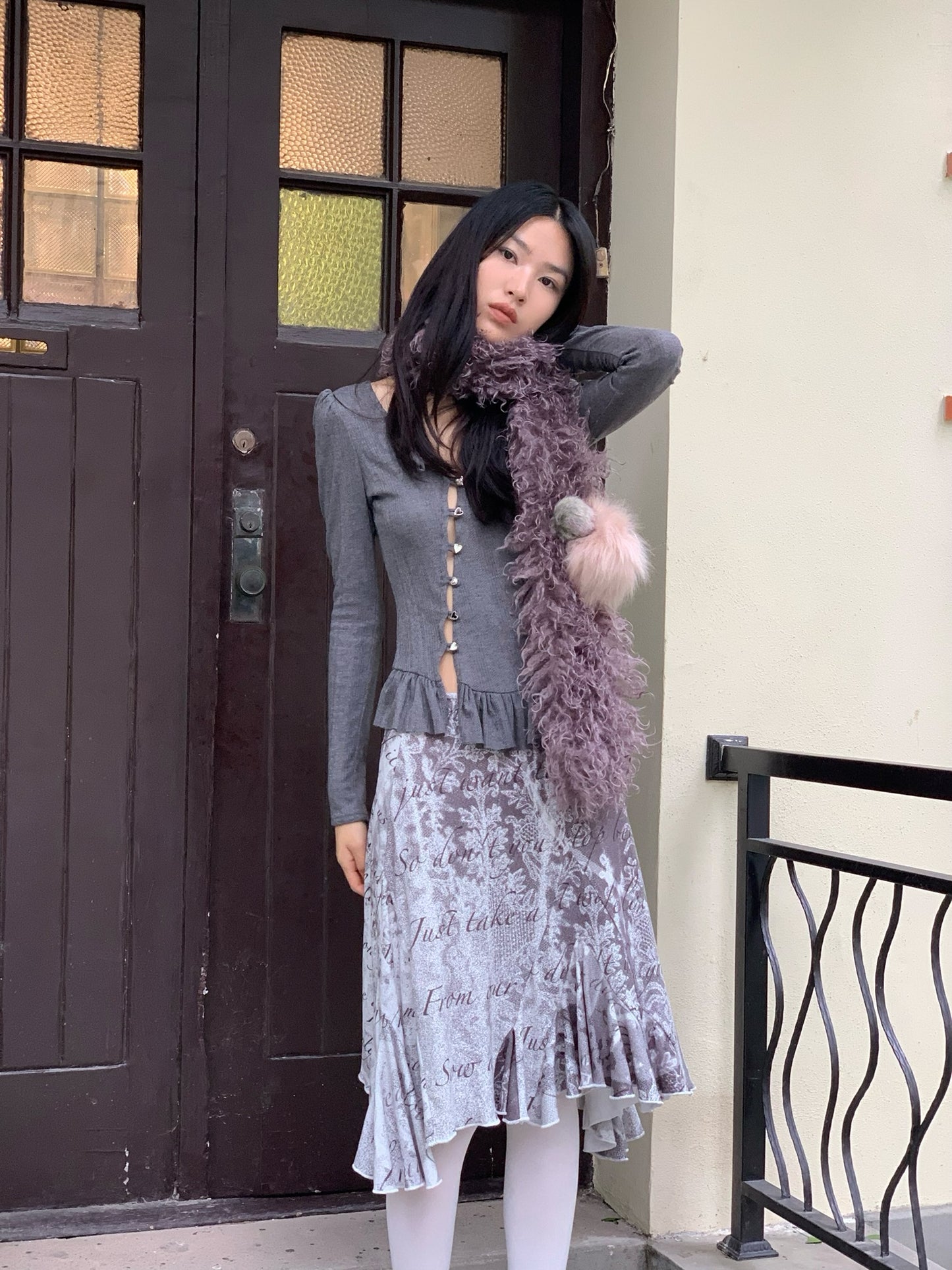 Purple faux fur scarf